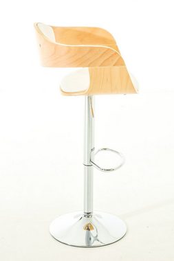 TPFLiving Barhocker Kingsley (mit Rückenlehne und Fußstütze - Hocker für Theke & Küche), 360° drehbar - Metall mit Chromoptik - Sitz: Kunstleder Natura/Weiß