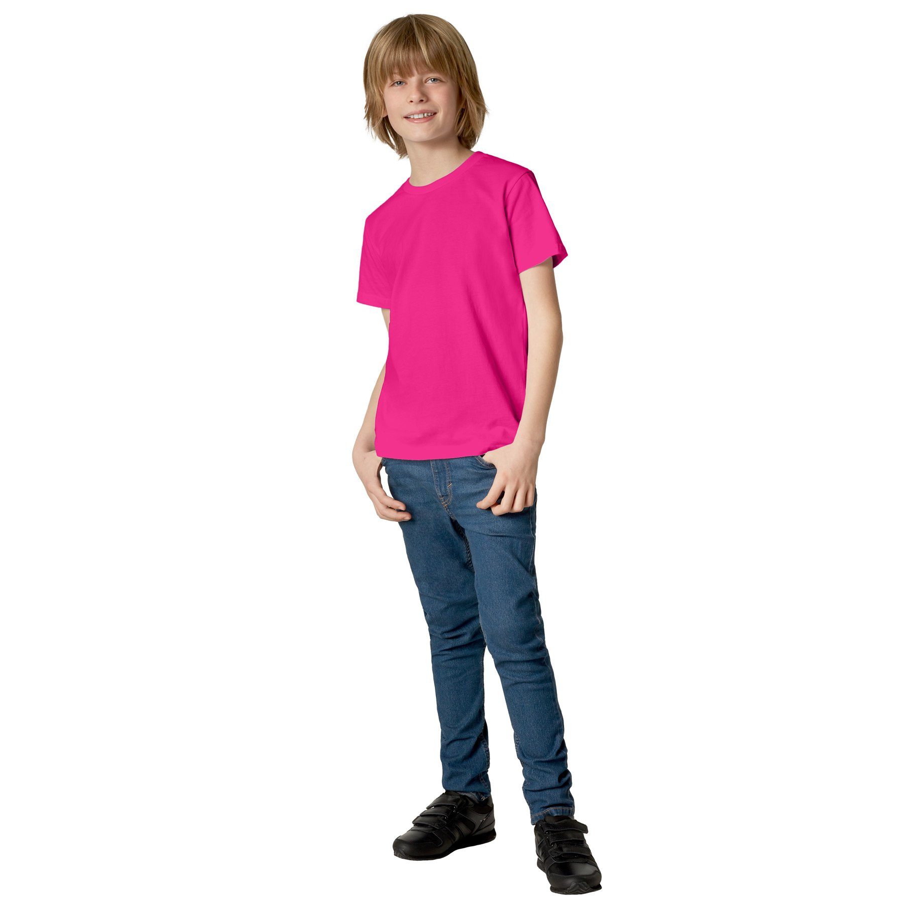 dressforfun T-Shirt Kurzarmtop, Für viele Outfits & Auftritte, Rundhals mit (Freizeitoberteil, Konfektionsgröße 140 (10-12 Jahre) in pink) Einfarbiges T-Shirt f – Bild 5 von 5
