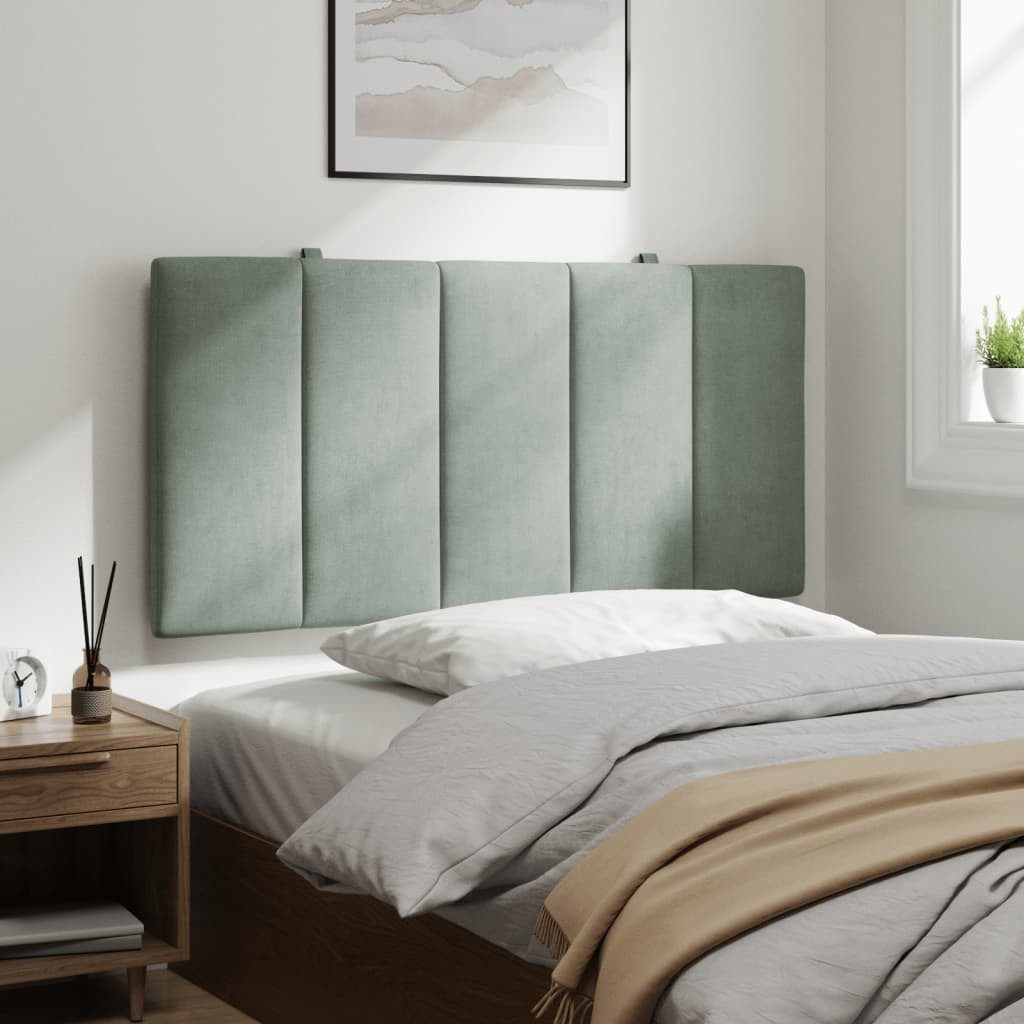 vidaXL Bett Kopfteilkissen "Hanko" Hellgrau 100 cm Samt (1-tlg) – Bild 4 von 5