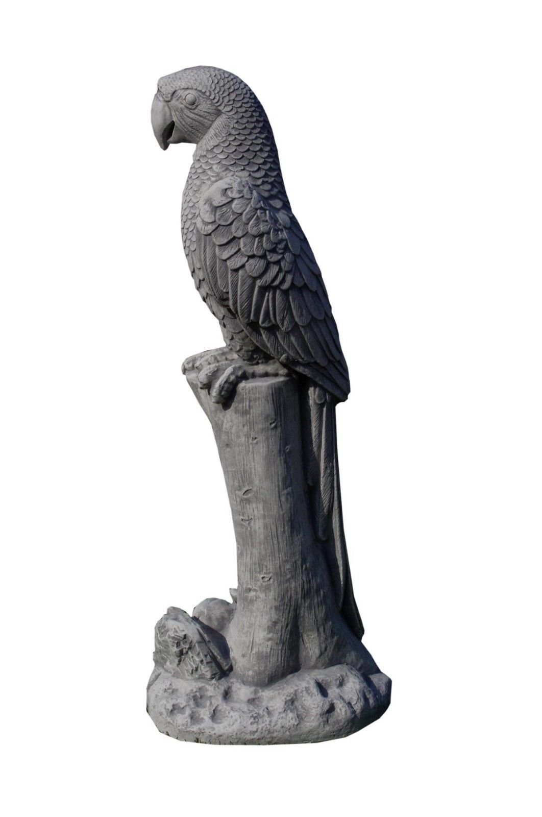 Wohndesign Gartenfigur Figuren Garten 2 Antikes Papageien Vogelfiguren Ara Steinfiguren x Kakadu