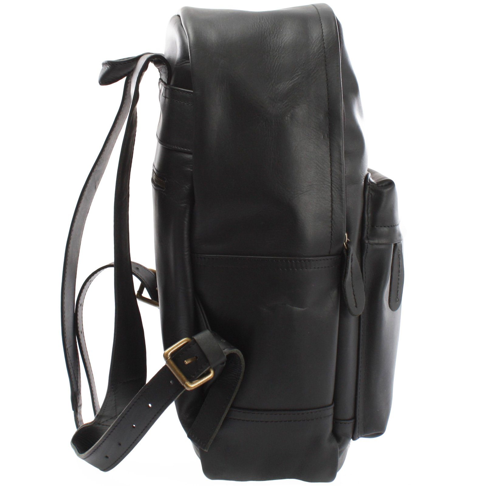 LECONI Freizeitrucksack Rucksack Lederrucksack DIN A4 Damen Herren Echt Leder LE1009, Gewachstes Rindsleder - Rückfach mit Zipper - 30×40×12 cm