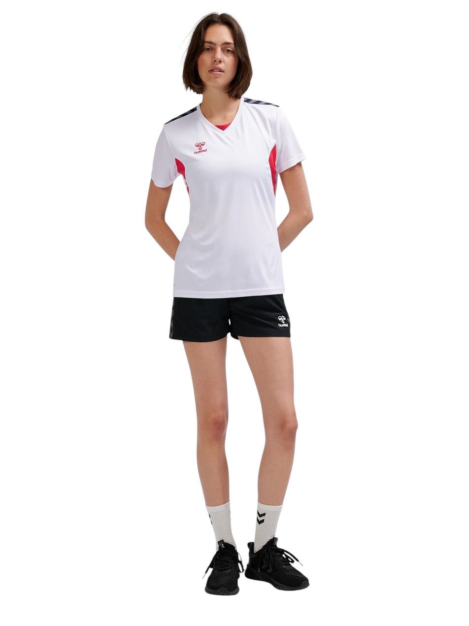 hummel Kurzarmshirt Sport-Shirt hmlAUTHENTIC Jersey (100% Polyester) Kurzarm weiss/rot