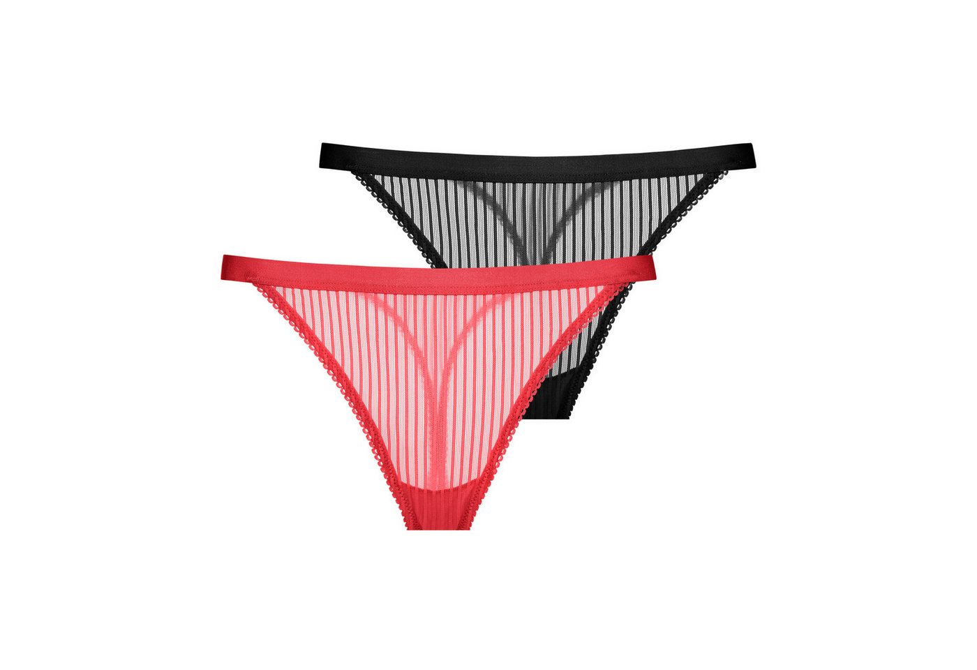 Dorina String Lamina (2er Pack) Mit gestreiftem Netzbesatz
