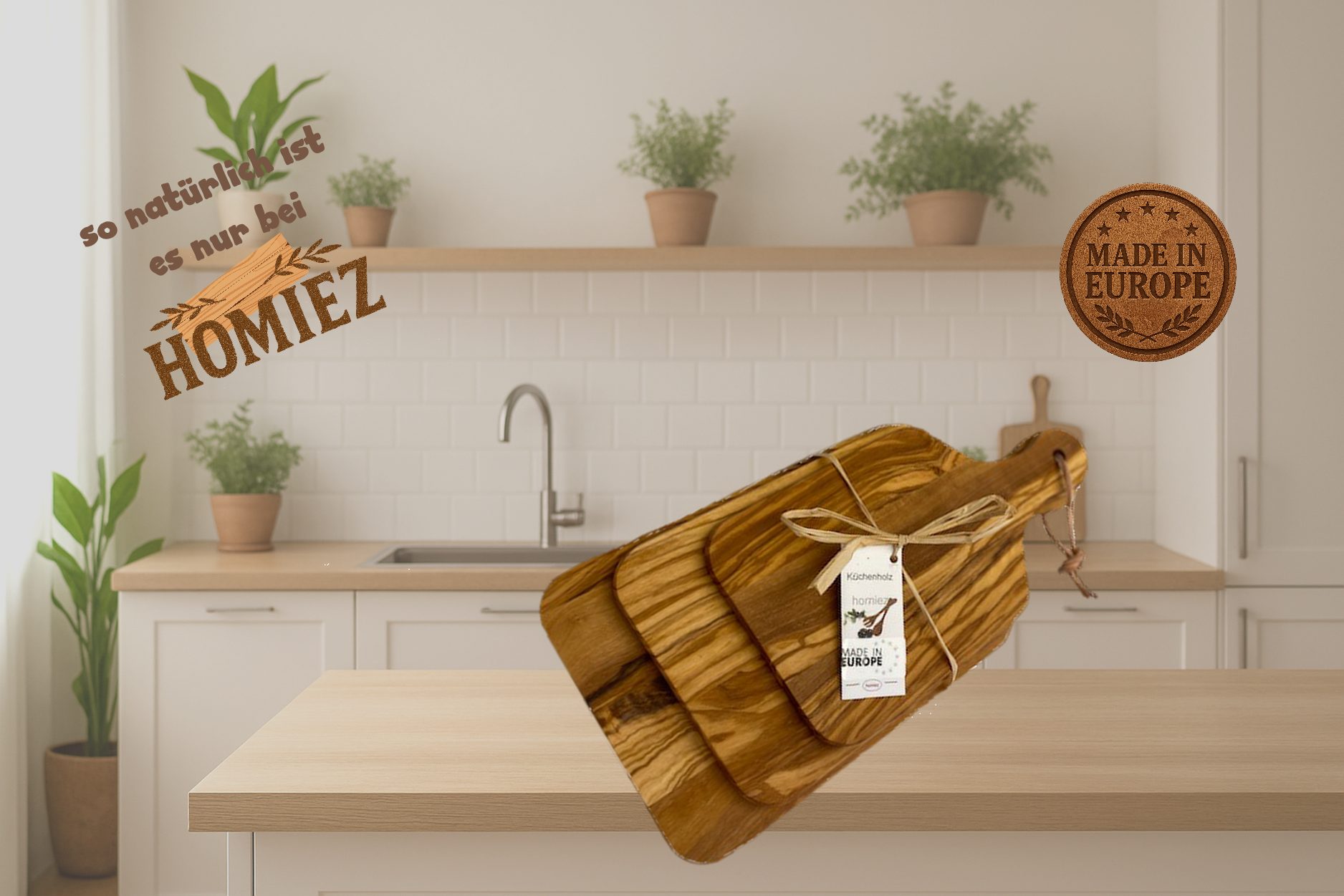 homiez Schneidebrett Griffbrett 3-er Set aus Olivenholz