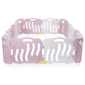 Baby Vivo Laufstall Laufgitter aus Kunststoff 14 Elemente in Pink / Weiß - Bailey