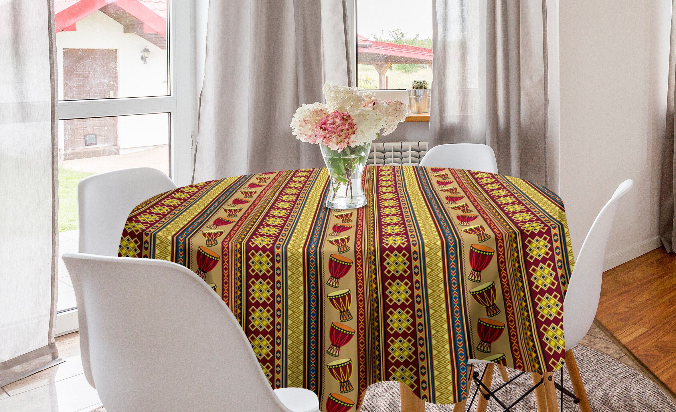 Abakuhaus Tischdecke Abdeckung Tischdecke Dekoration, für Küche Esszimmer afrikanisch Kreis Abstrakt