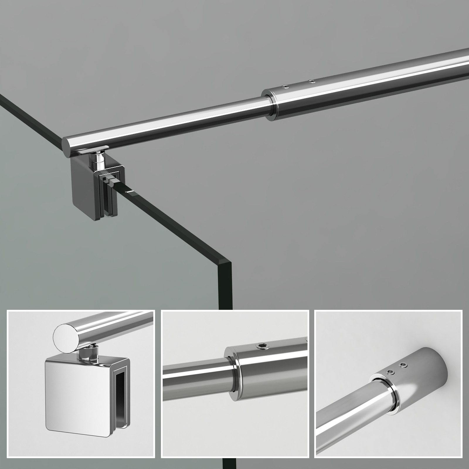 Hopibath Duschwand-Stabilisationsstange Chrom für 8-10mm haltestange günstig online kaufen