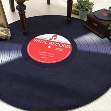 Antirutsch Teppichunterlage Mode Personalisierte CD Vinyl Platte Runde Fußmatte, LENBEST
