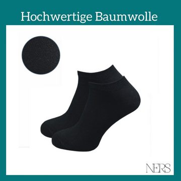 NERS Sneakersocken 10 Paar für Damen und Herren aus gekämmter Baumwolle, ohne Naht (10-Paar, 10 Paar) mit Komfortbund, ALLTAG & SPORT