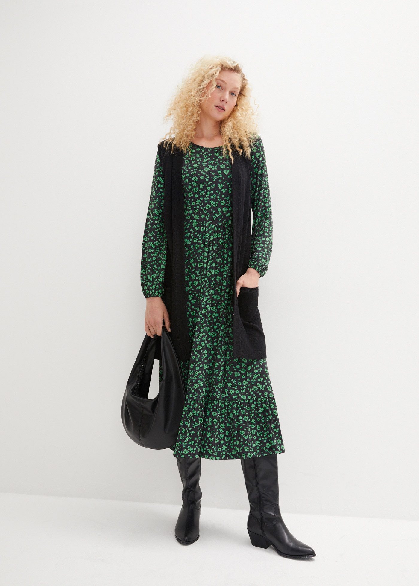 bonprix Jerseykleid Jerseykleid aus fließendem Viskose-Mix