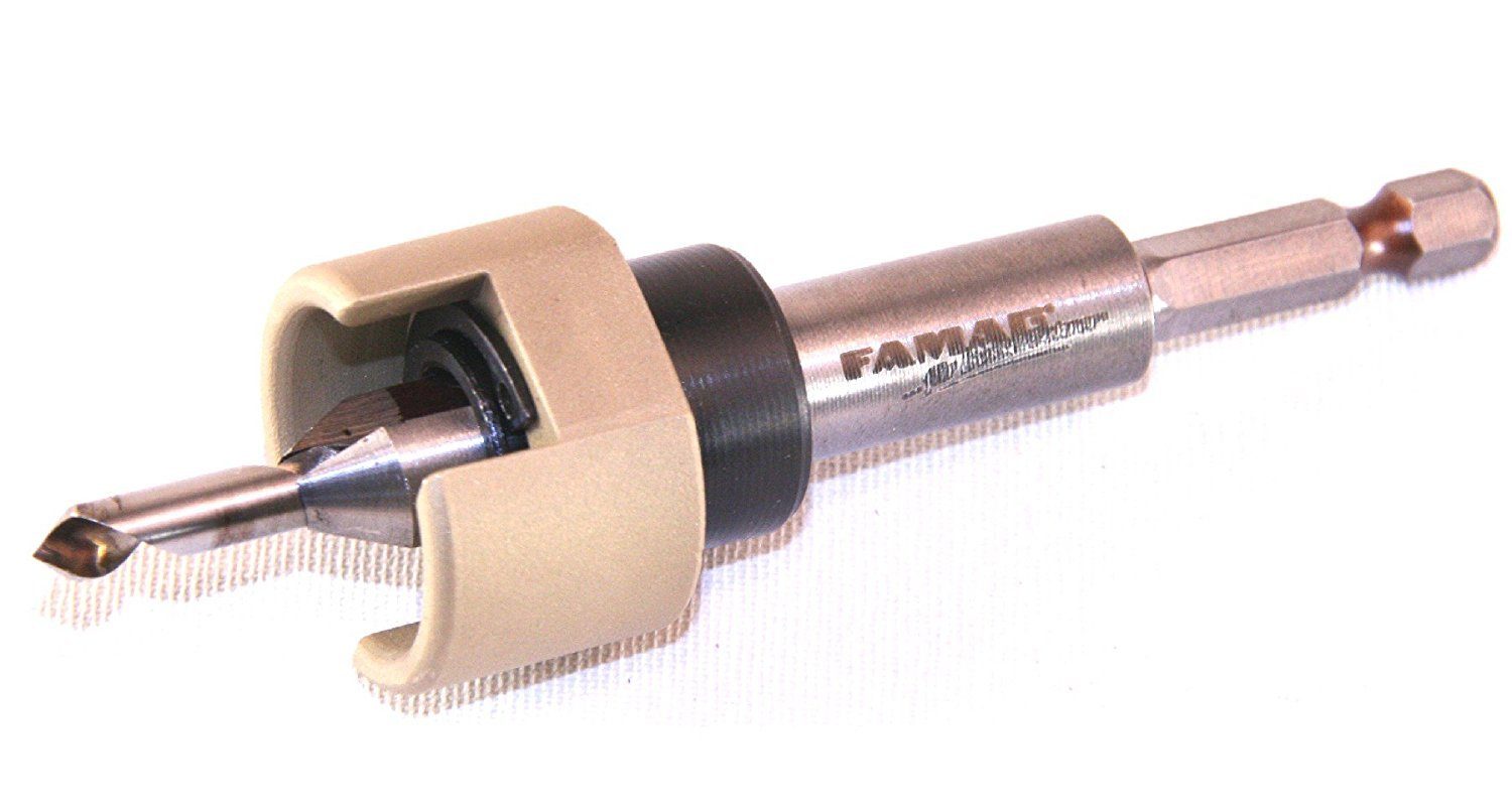 FAMAG Senkbohrer FAMAG 3577 4-teiliger Bohrer-Senker-Satz 3, 4 und 5mm + Tiefenanschlag, im Holzkasten
