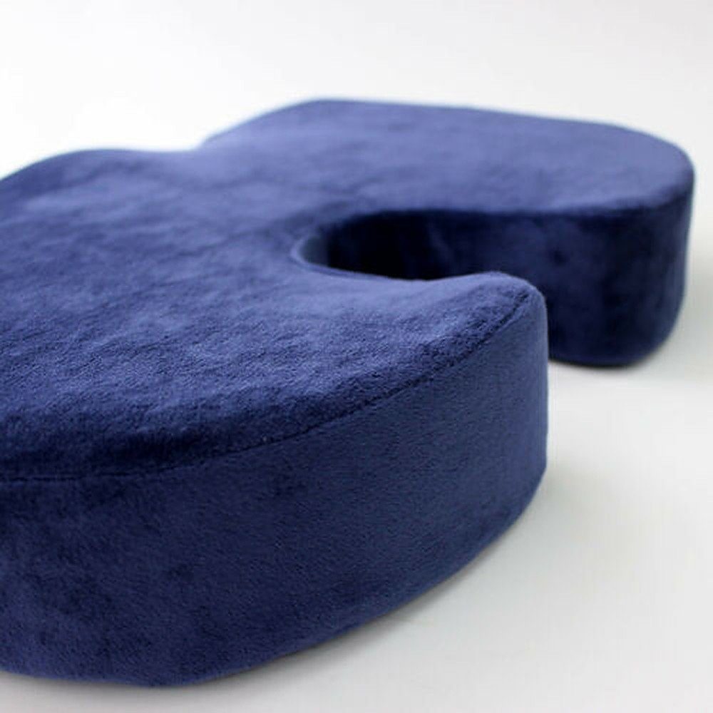 FiduMed Sitzkissen Visco Gel-Beschichtung Blau Sitzerhöhung mit Sitzkissen Steißbeinkissen Stuhlkissen, Orthopädisches Gedächtnisschaum