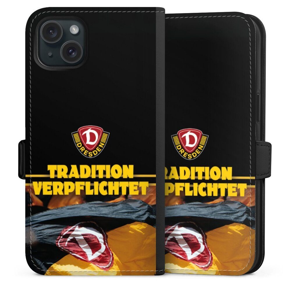 DeinDesign Handyhülle SG Dynamo Dresden Fanartikel SGD Tradition Verpflichtet Dynamo Dresden, Apple iPhone 15 Plus Hülle Handy Flip Case Wallet Cover