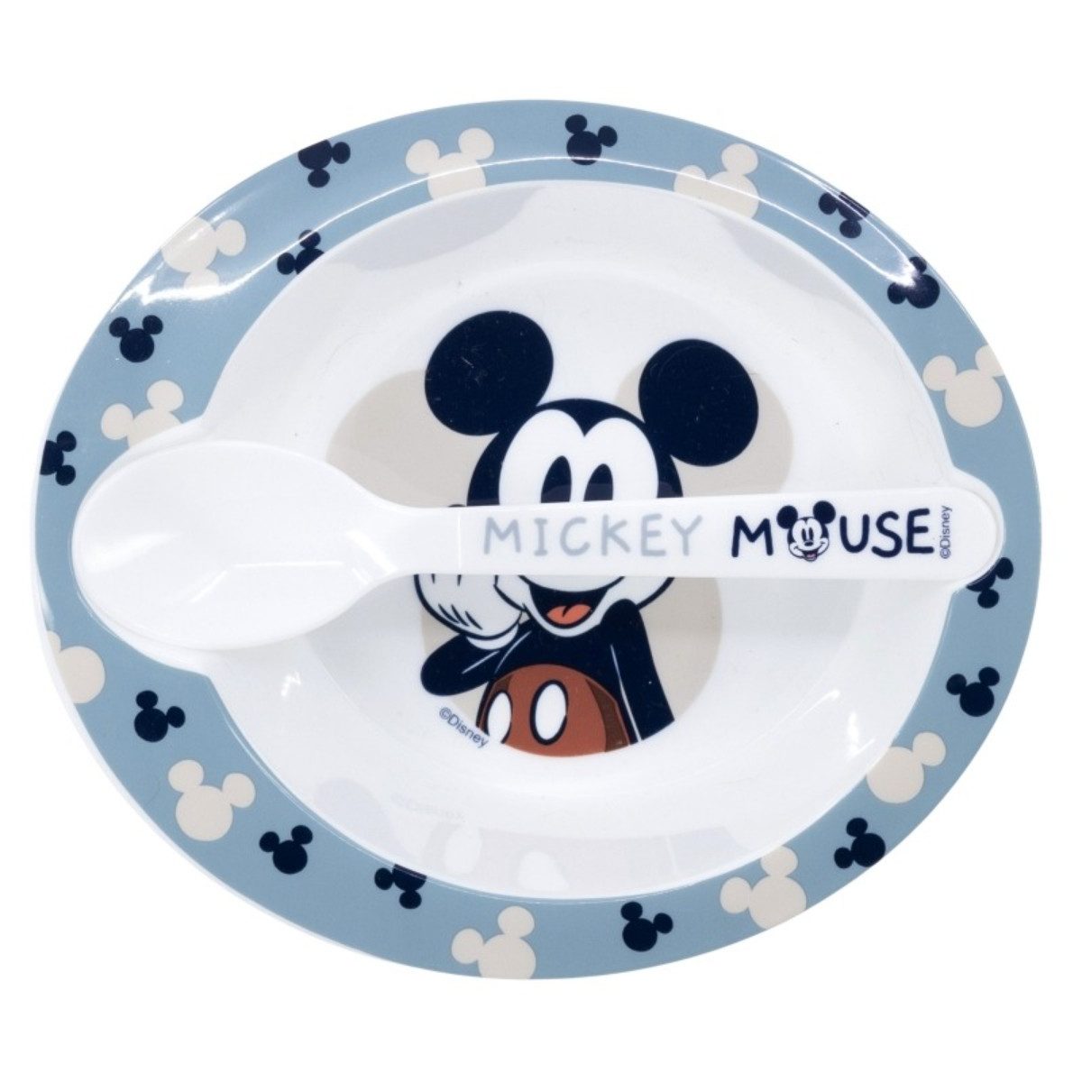 Disney Mickey Mouse Kindergeschirr-Set Kindergeschirr Set Schale und Löffel für Kinder (2-tlg), 1 Personen