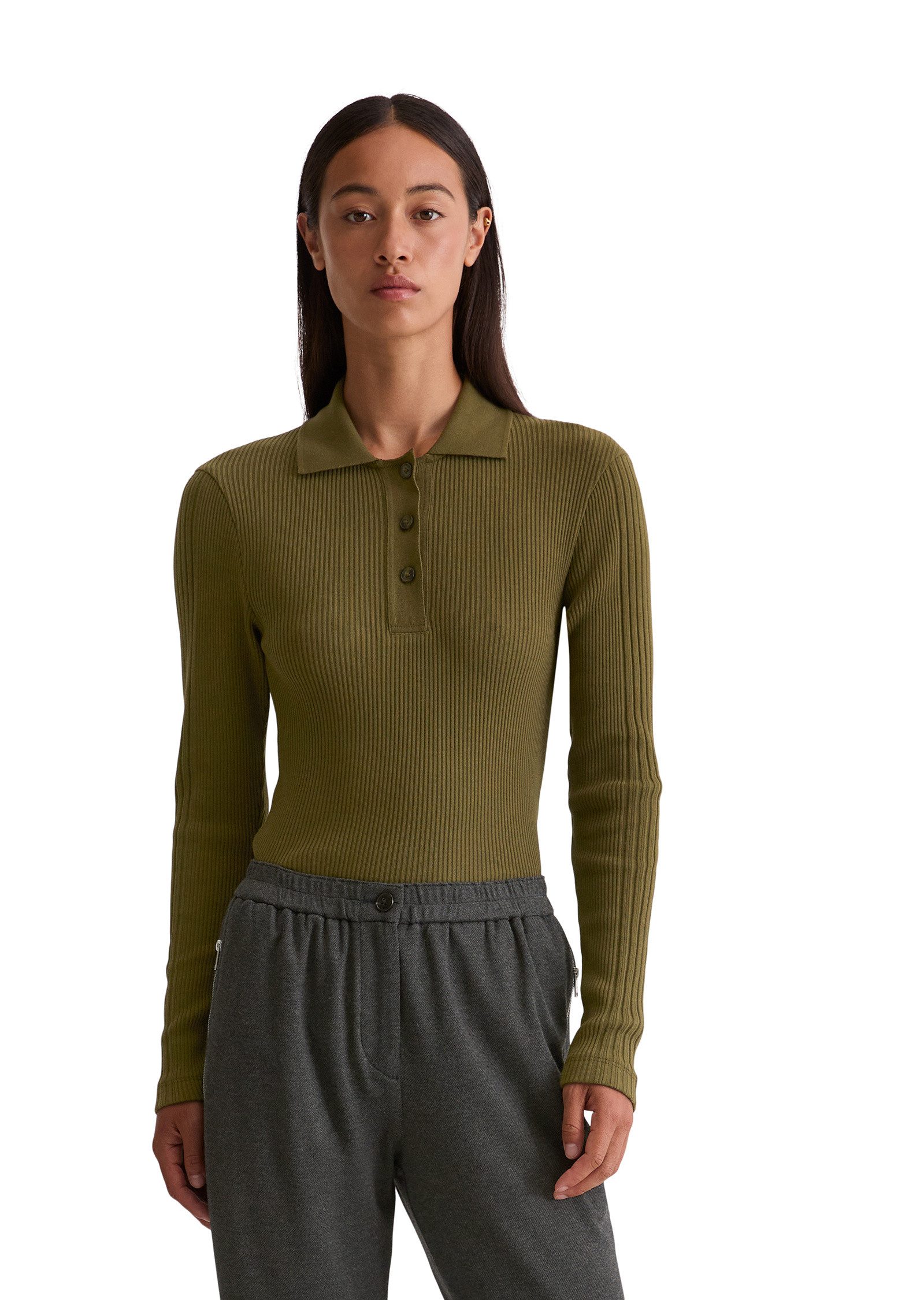 Marc O'Polo Langarm-Poloshirt aus Organic Cotton Jersey günstig online kaufen