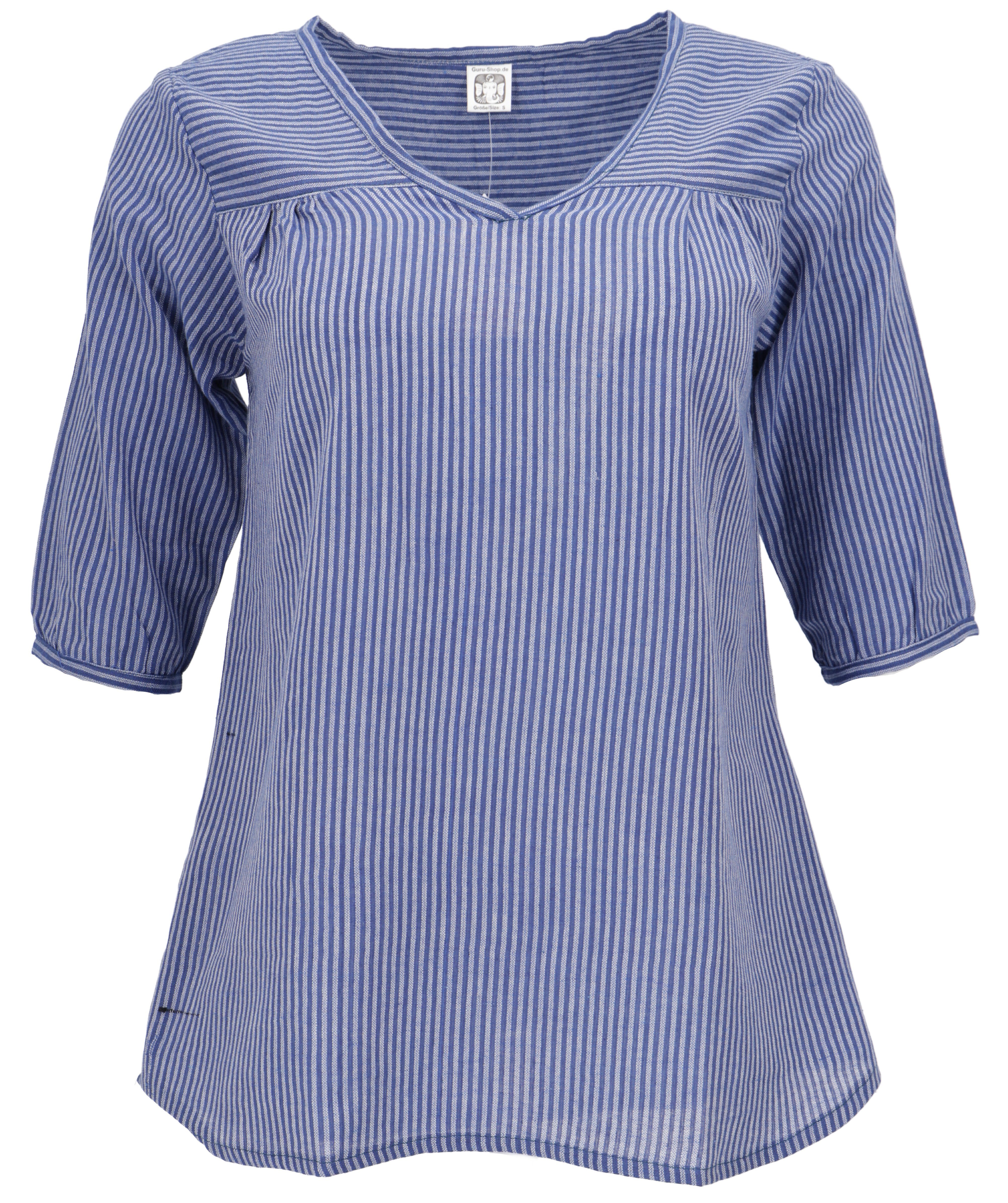Guru-Shop Longbluse Leichte Baumwollbluse, gestreifte Boho.. alternative Be günstig online kaufen