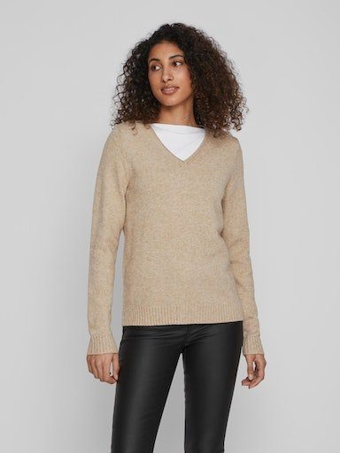 Vila V-Ausschnitt-Pullover VIRIL V-NECK L/S KNIT TOP - NOOS