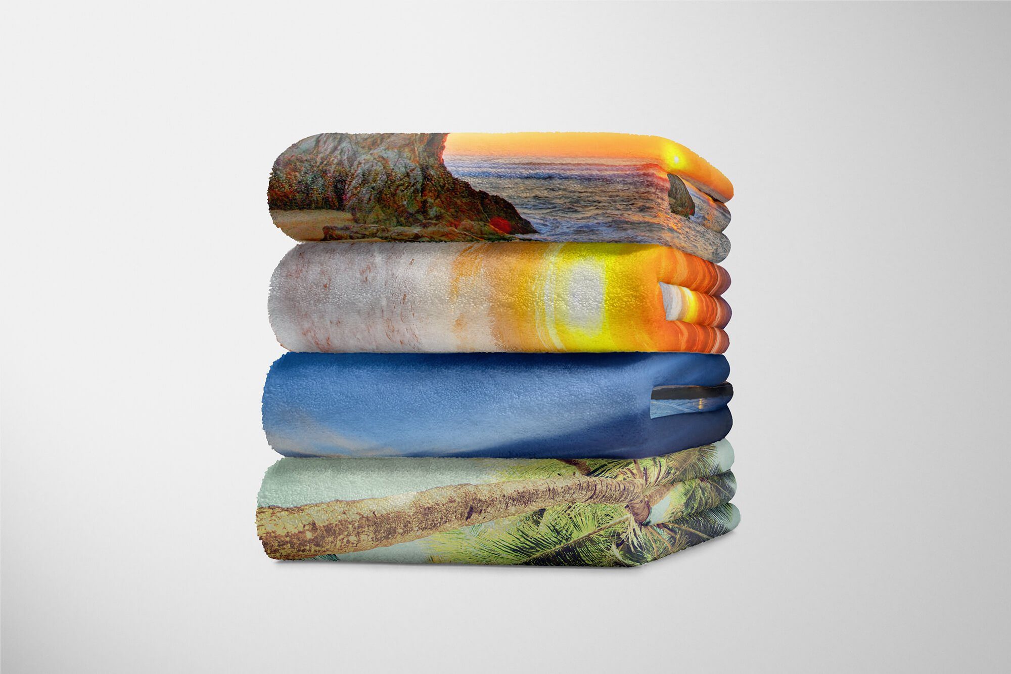 Sinus Handtuch Saunatuch Sonnenuntergang Fotomotiv Baumwolle-Polyester-Mix mit Kuscheldecke Art (1-St), Ho, Strandhandtuch Handtuch Handtücher