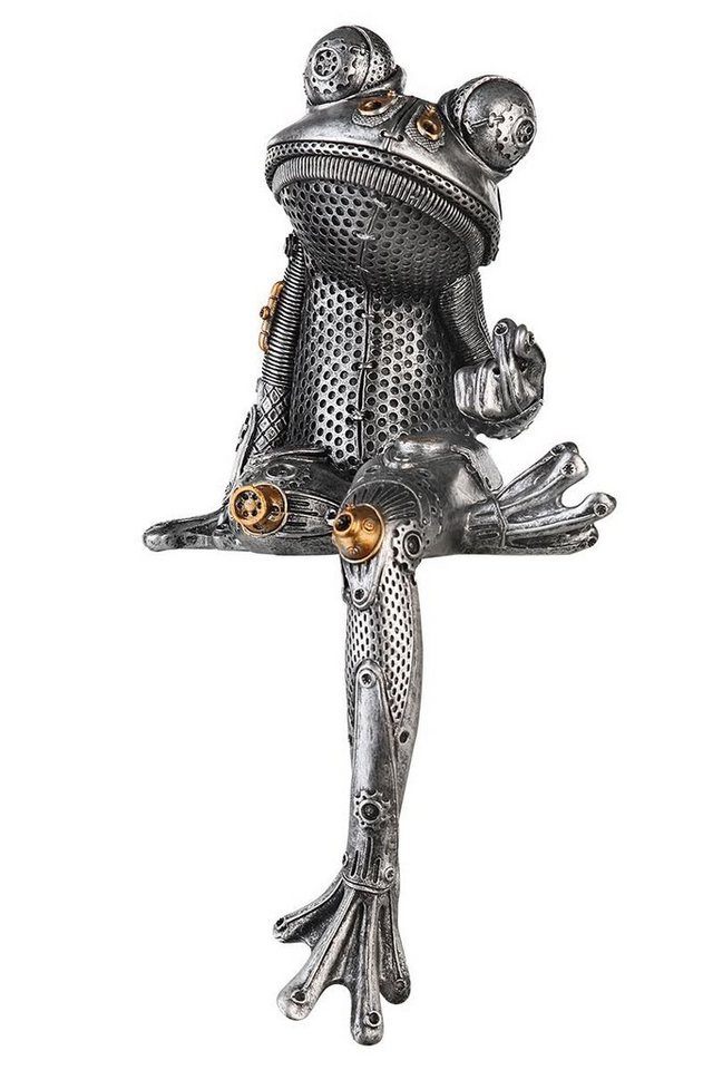 Brillibrum Dekofigur Zahnrad Design Steampunk Frosch Deko Skulptur aus  Polyresin Dekofigur Industrial Style Silber Statue ausgefallenes  Kunstobjekt Wohnzimmerdeko Kunst