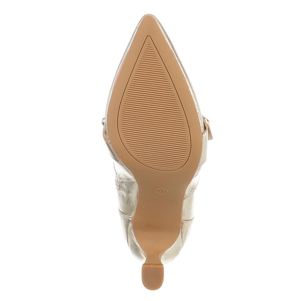 Ital-Design Damen Abendschuhe Party & Clubwear Stiefelette (87740194) Pfennig-/Stilettoabsatz Stiefeletten in Gold