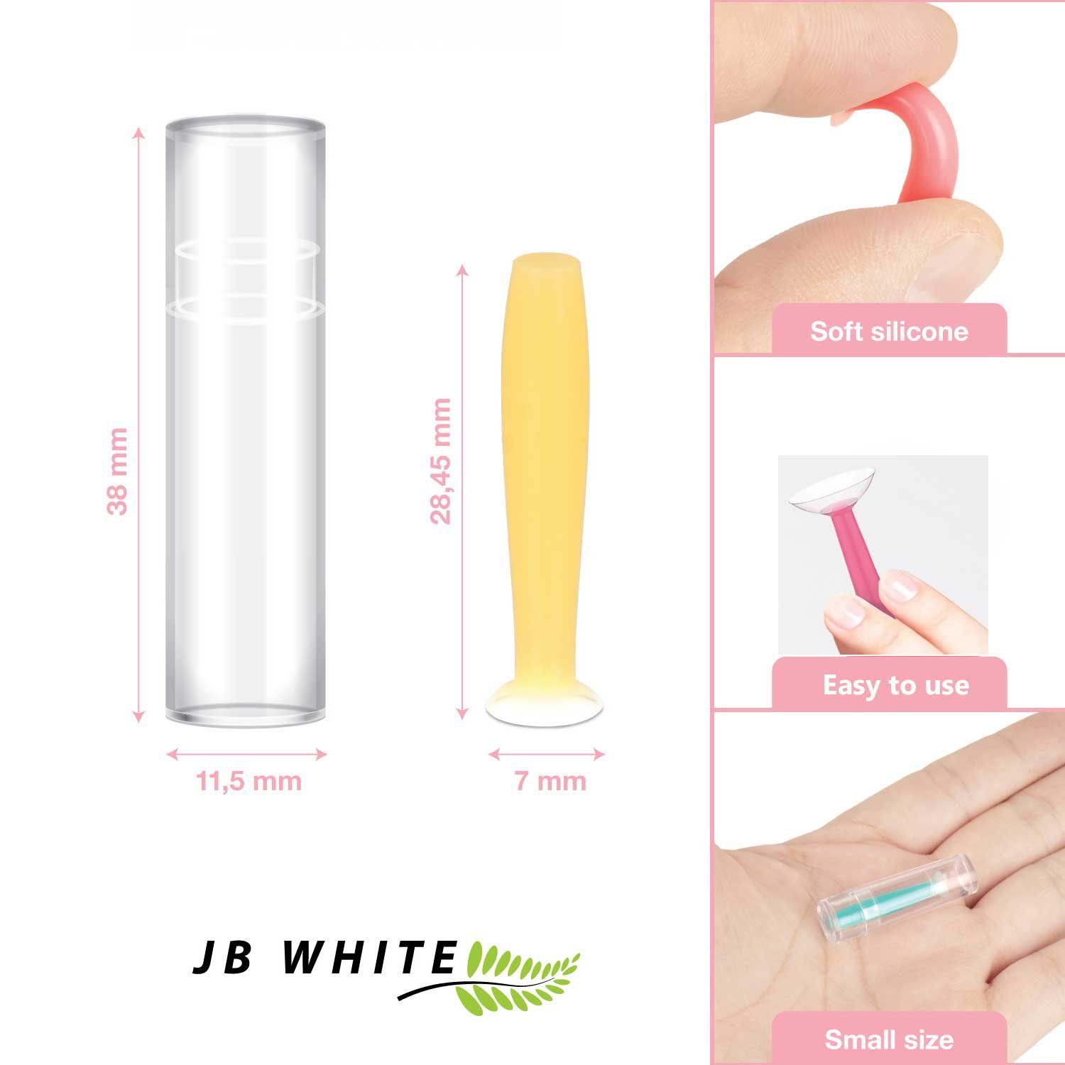 JB White Kontaktlinsenbehälter 4er Set Kontaktlinsensauger für harte Linsen, Linsensauger, 4x Sauger für Jahreslinsen, Ortho-K Kontaktlinsen