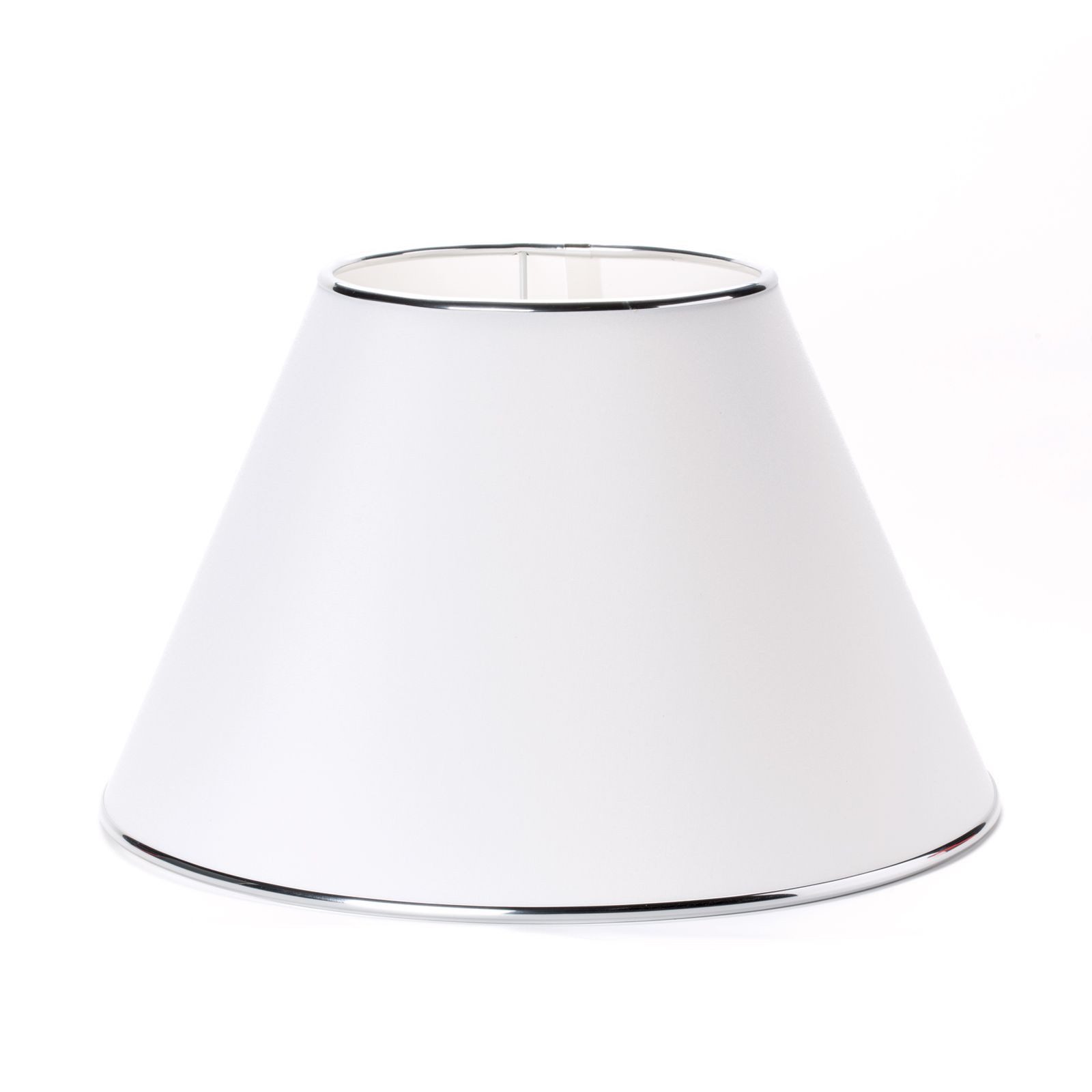Orion Leuchten Lampenschirm Lampenschirm 40 cm Stoff Weiß konisch E27 Metallrand Chrom