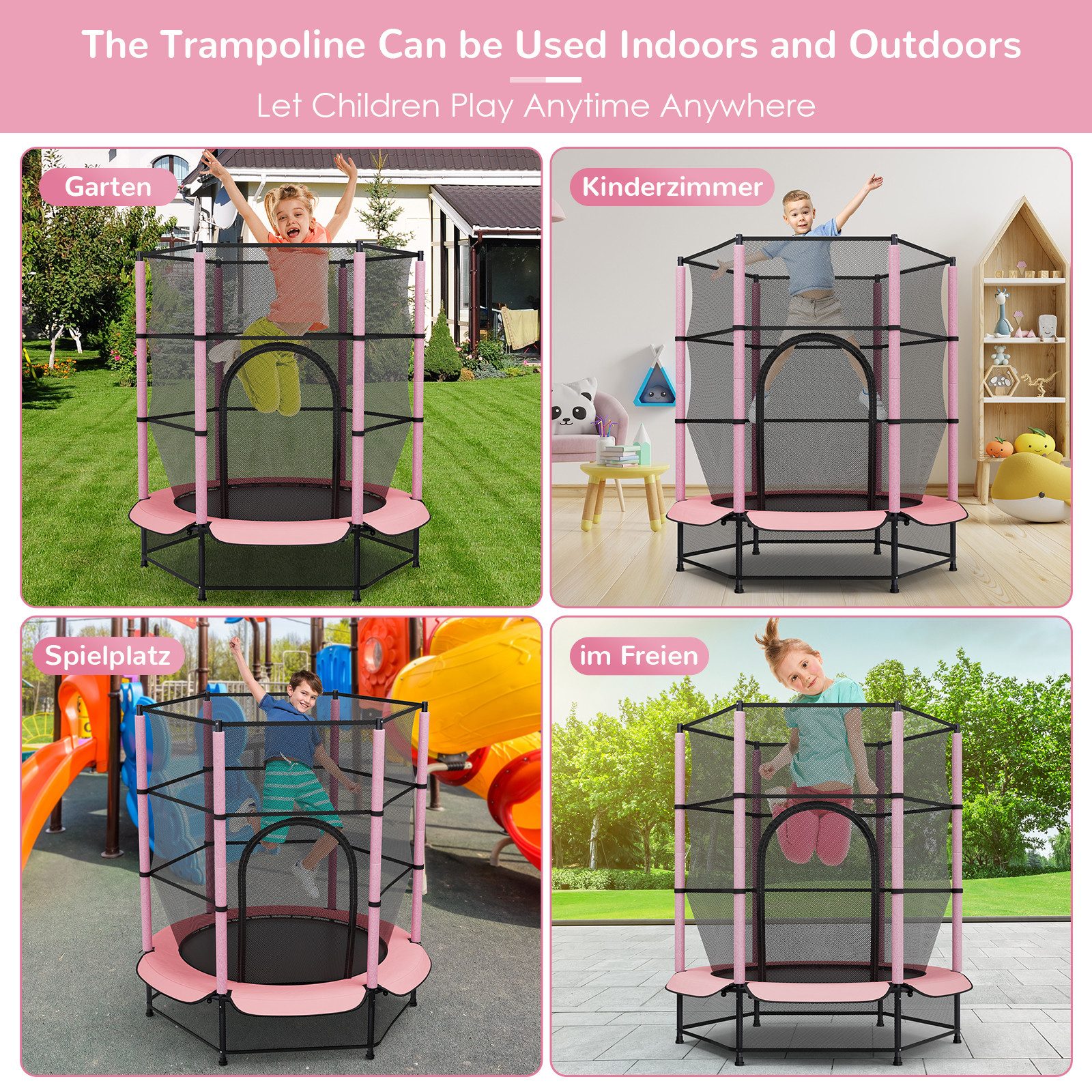 TLGREEN Gartentrampolin Ø 140cm bis 50 kg, Trampolin für Kinder,Kindertrampolin,Kleinkind-Trampolin
