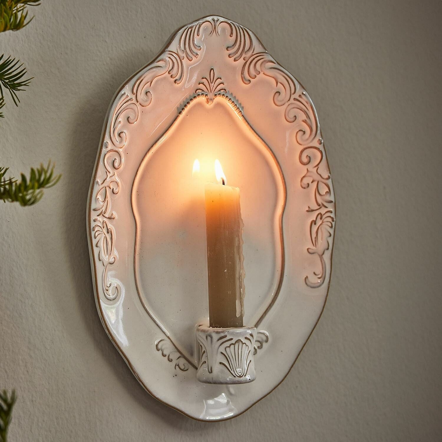 Mirabeau Kerzenständer Wandkerzenhalter Verena antikweiß