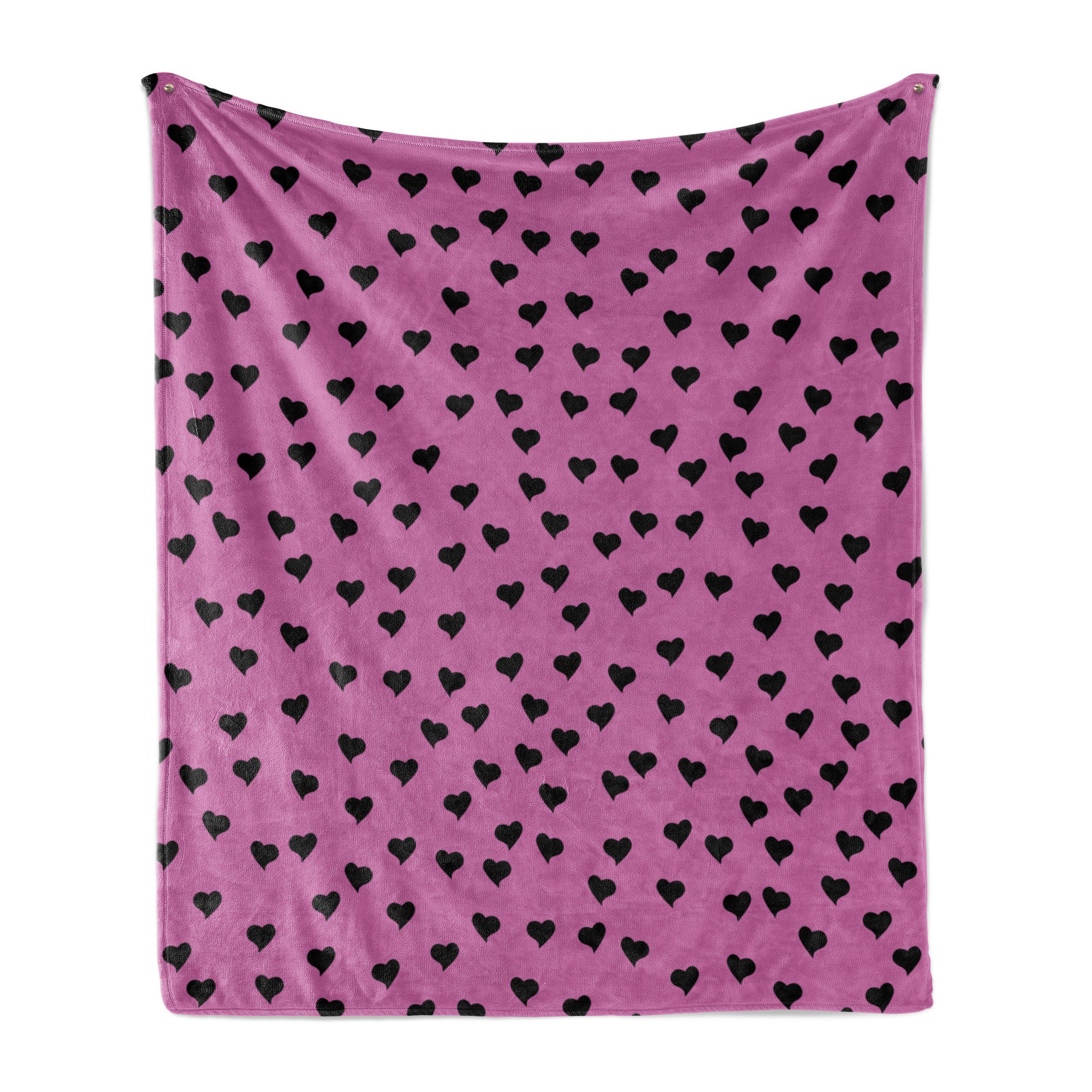 Wohndecke Gemütlicher Plüsch für den Innen- und Außenbereich, Abakuhaus, Hot Pink Black Hearts Romantic