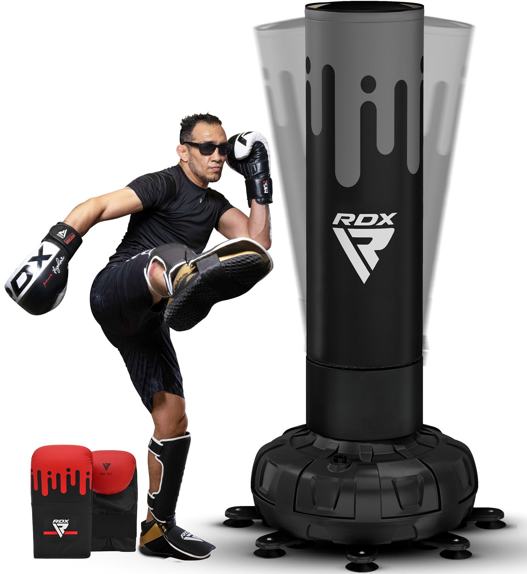 RDX Boxsack RDX Freistehender Boxsack mit Handschuhen für Kickboxen  Fitnessstudio
