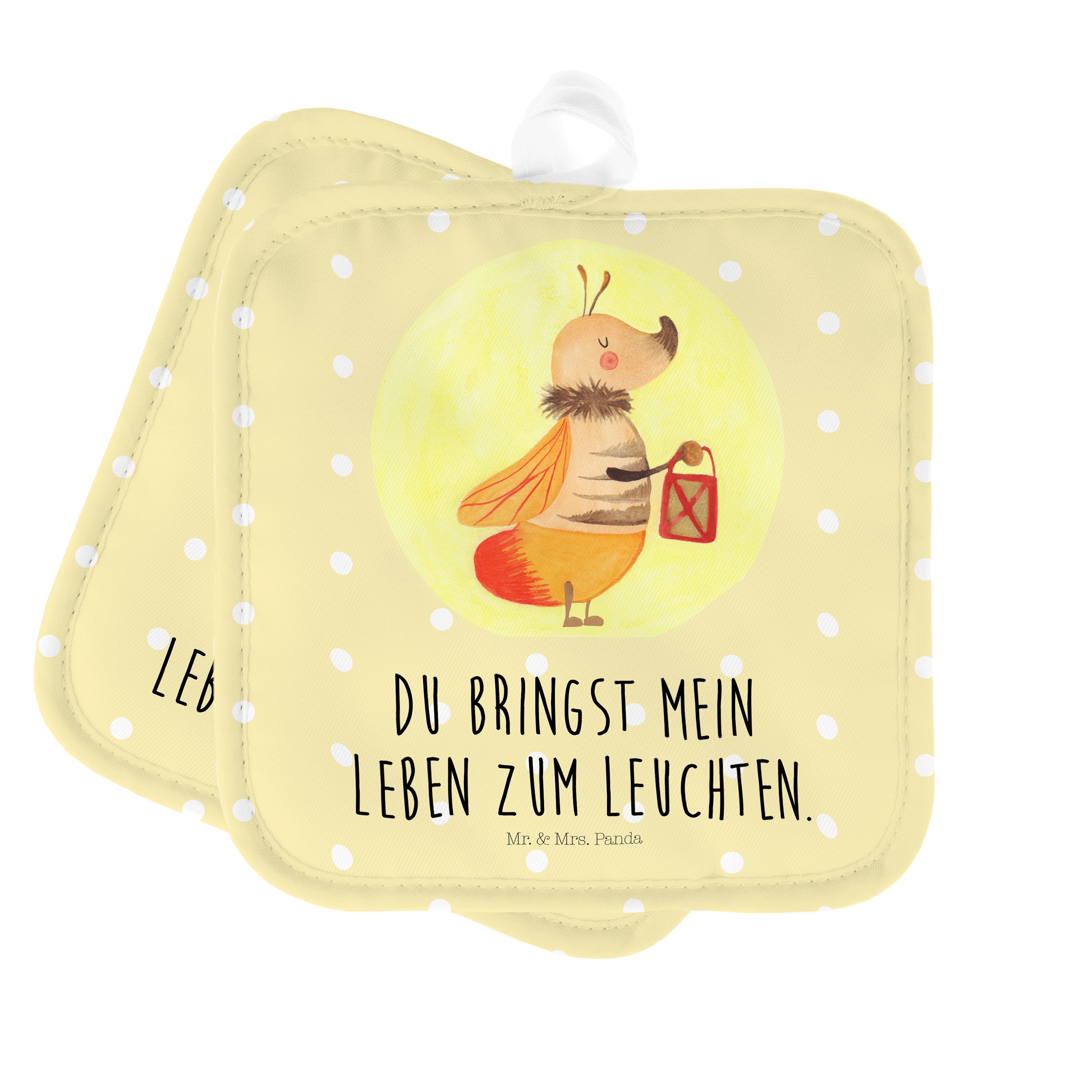 & Lieblingsmensch, (1-tlg) Geschenk, Panda Topflappen - Pastell Tiere, Mrs. Mr. Gelb - Glühwürmchen lusti,