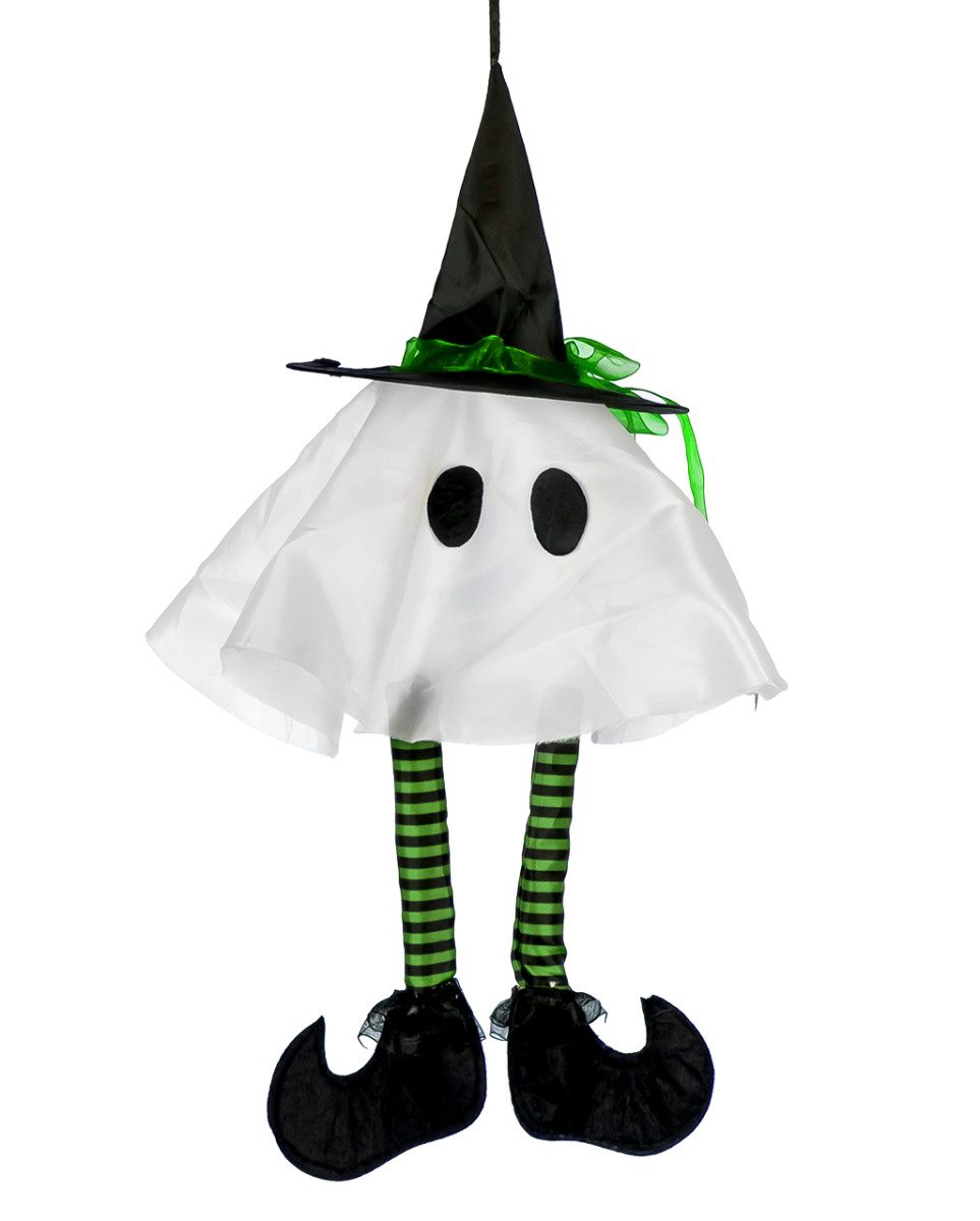 Horror-Shop Dekoobjekt Weißer Kleiner Geist mit Hexenhut 36 cm als Hallow