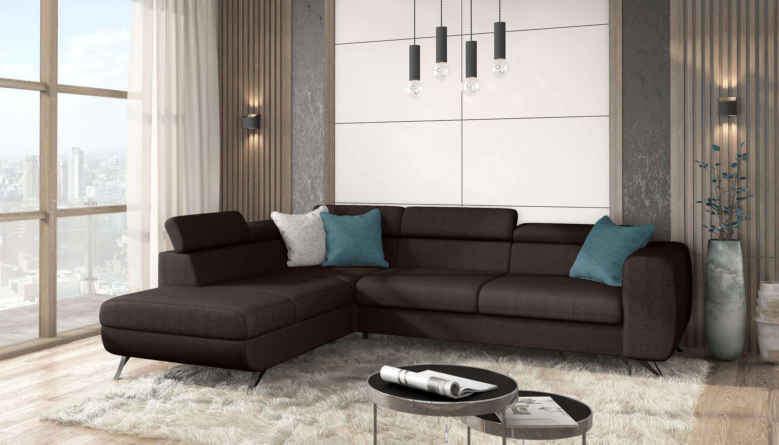 L-Form, stellbar, links Eckcouch, im Ecksofa Relaxfunktion Stylefy Raum Design, und Bettfunktion Corina, frei mane mit Bettkasten, bestellbar, Modern rechts oder