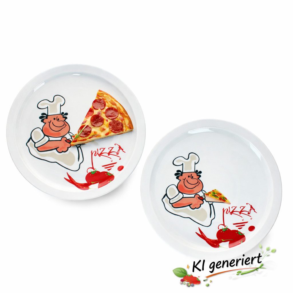 MamboCat Pizzateller 2er Set Alberto Pizzateller Ø30,5cm 2 Personen XL-Teller Platte groß