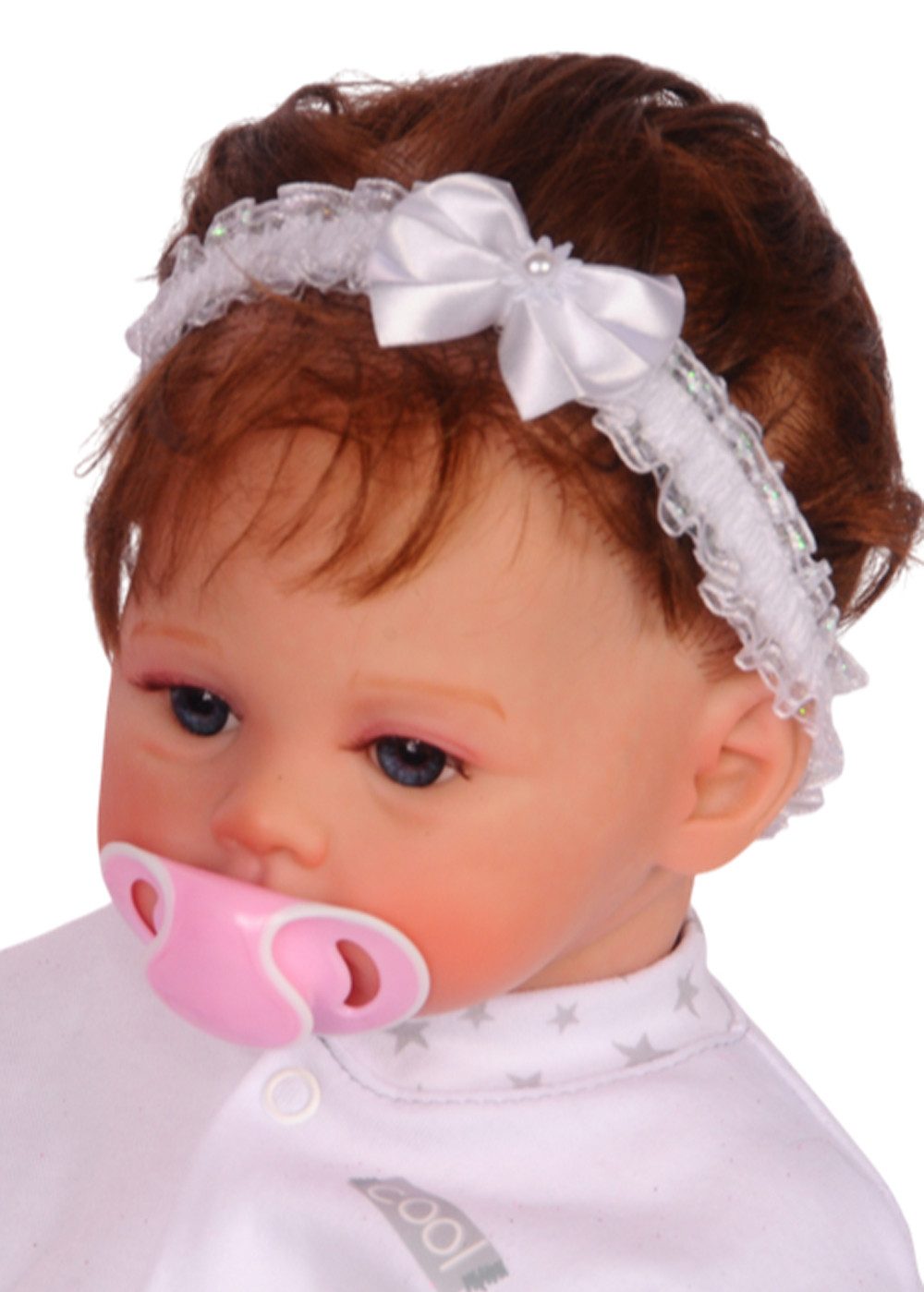 La Bortini Stirnband Kopfband Haarbend in Weiß für Babys und Kinder für Taufe elastisch, mit Schleifchen, für Taufe