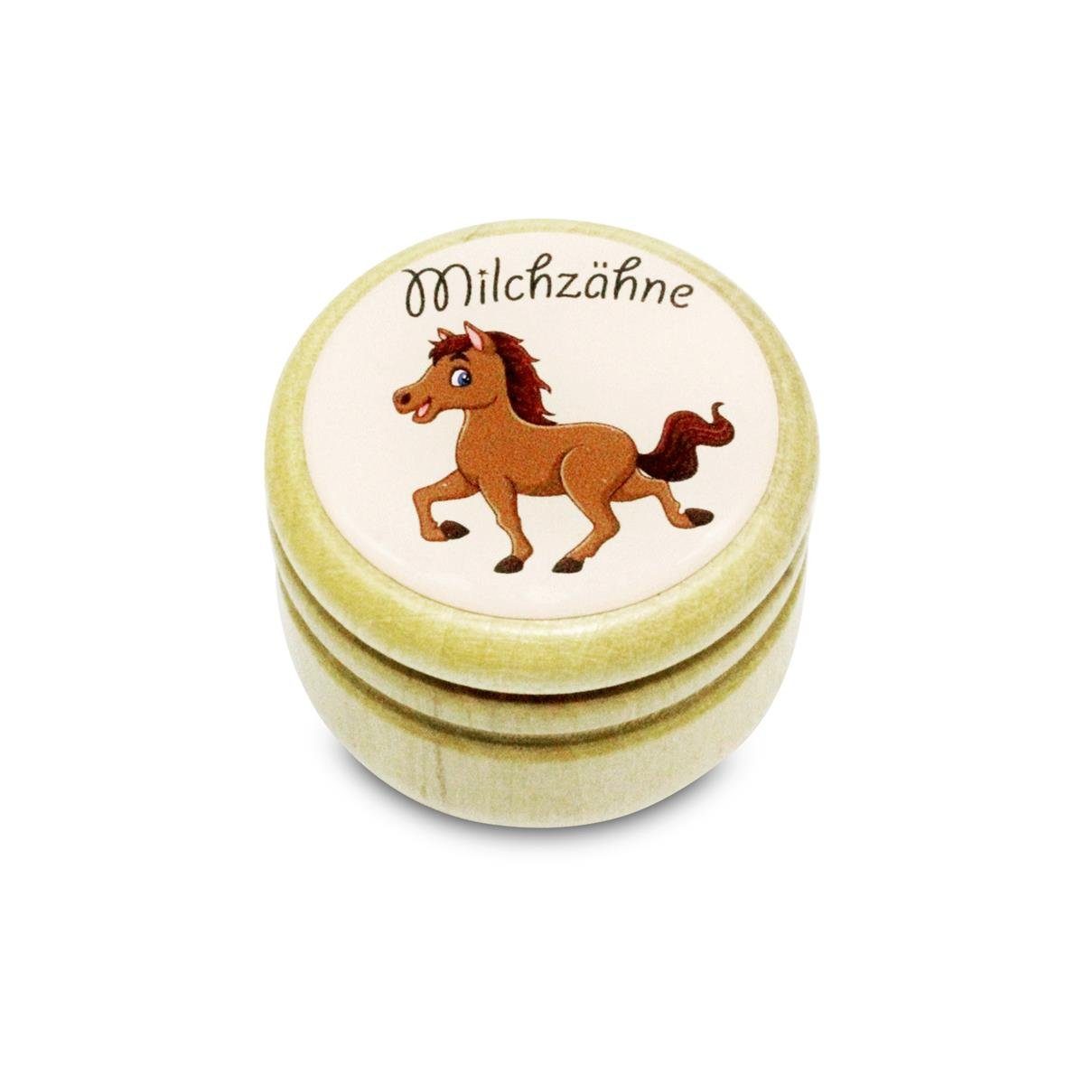 GICO Dose Milchzahndose Pferd Zahndose Milchzähne aus Holz 44 mm(Pferd) 7013