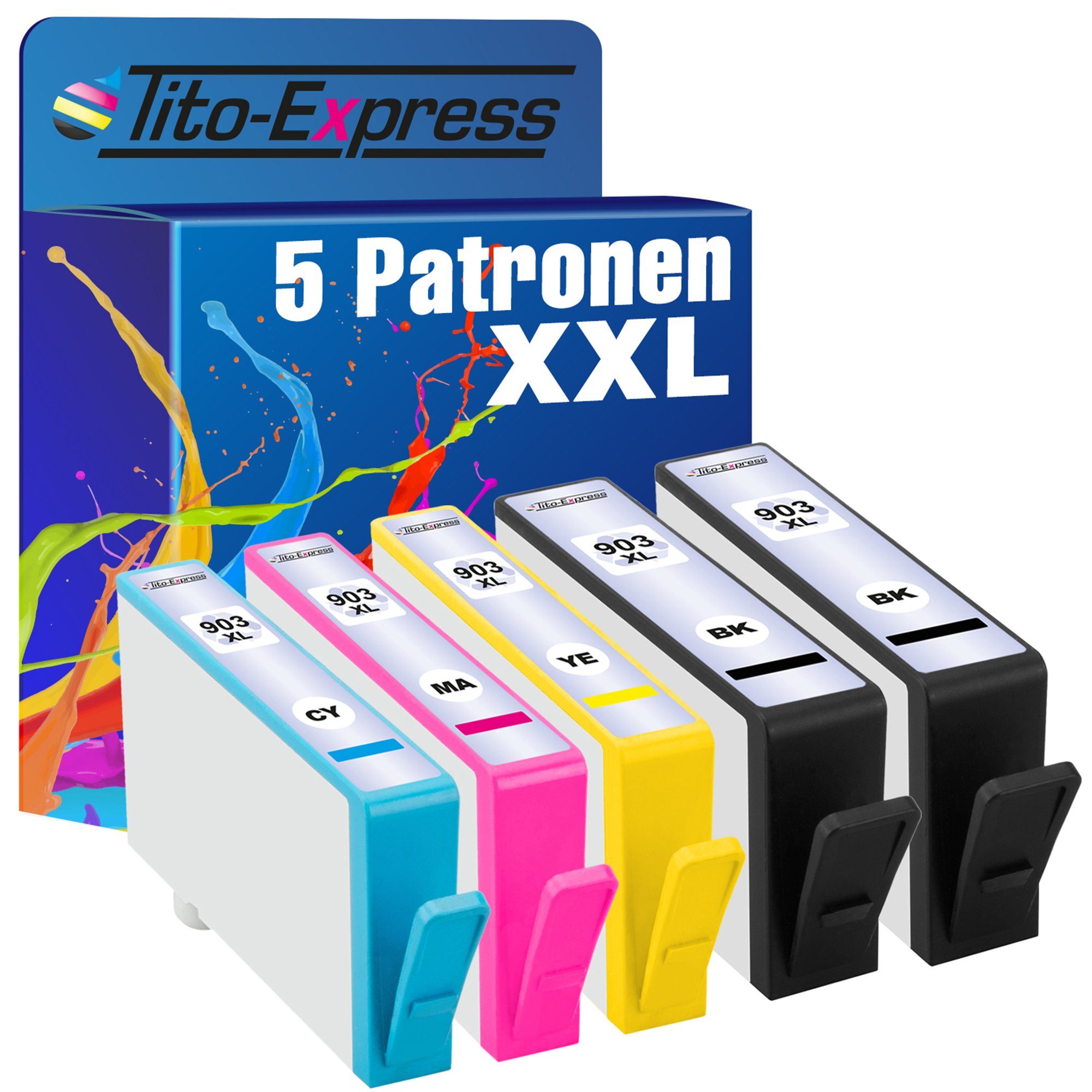 Tito-Express 5er Set ersetzt HP 903 XL 903XL Tintenpatrone (Multipack, für 903XL Multipack Officejet 6950 Pro 6970 6960 All-in-One 6975 Pro)