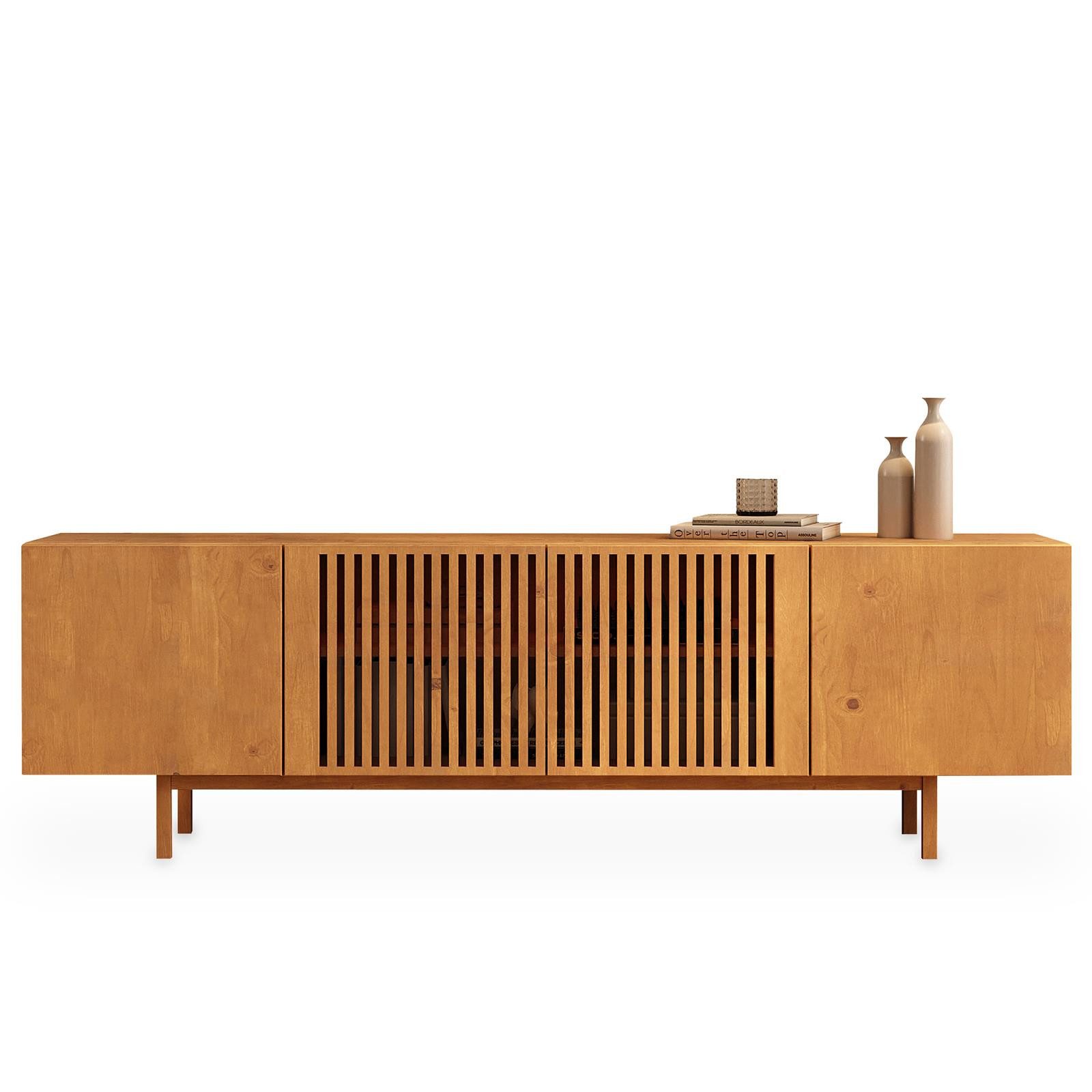 IDIMEX Lowboard LINN, Sideboard 180 cm aus Massivholz mit Lamellentüren Eiche Finish