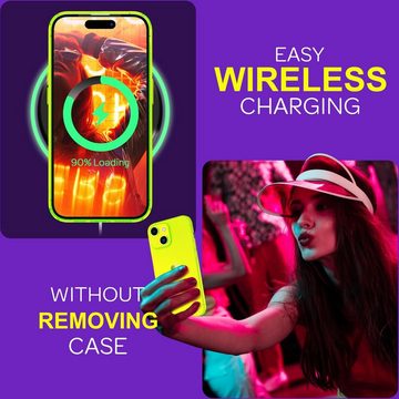 Nalia Smartphone-Hülle Apple iPhone 15 Plus, Klare Neon Silikon Hülle / Bunt / Durchsichtig Transparent / Slim Case