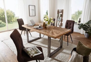 KADIMA DESIGN Esstisch Esszimmertisch aus Massivholz mit Edelstahlbeinen, für Esszimmer