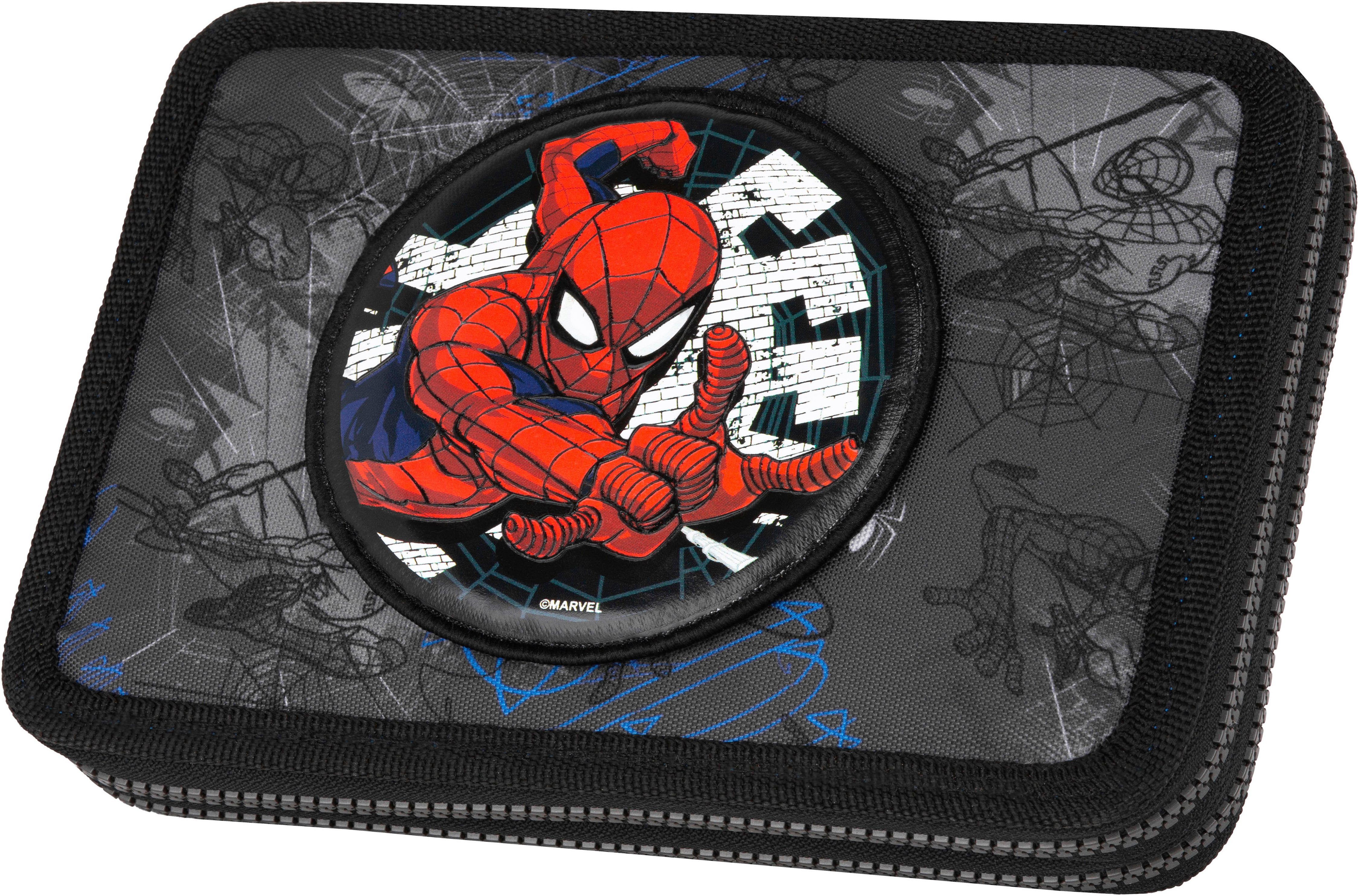CoolPack Federmäppchen Etui XL, Marvel, Spider Man, mit 2 Reißverschlüssen, befüllt