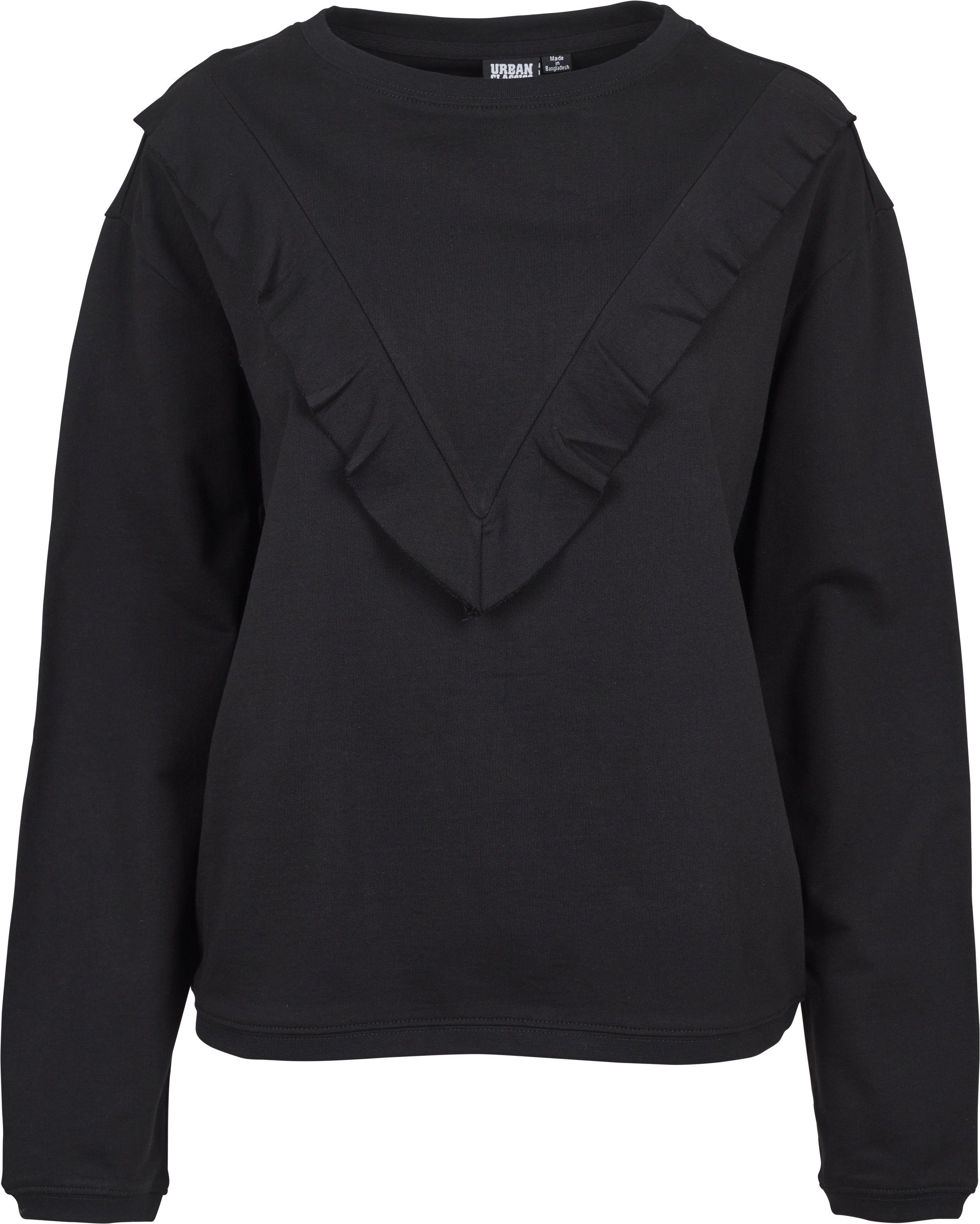 Ladies URBAN (1-tlg) Sweater Damen black Terry Volant Crew CLASSICS