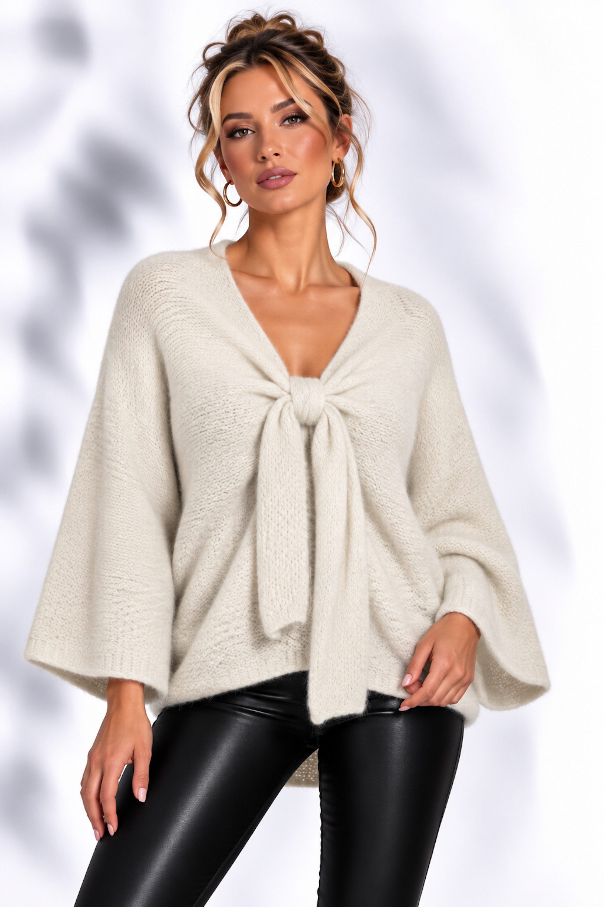Worldclassca Cardigan WORLDCLASSCA Damen Oversize Cardigan Strickjacke mit Schleife Fashion Neue Kollektion - Stilvolle und gemütliche Strickmode für Damen