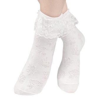 GalaxyCat Strümpfe Japanische Lolita Socken, 6 Paar, Cosplaysocken mit Rüschen, Rüsche (6-Paar) Cosplay Söckchen im Lolita Style