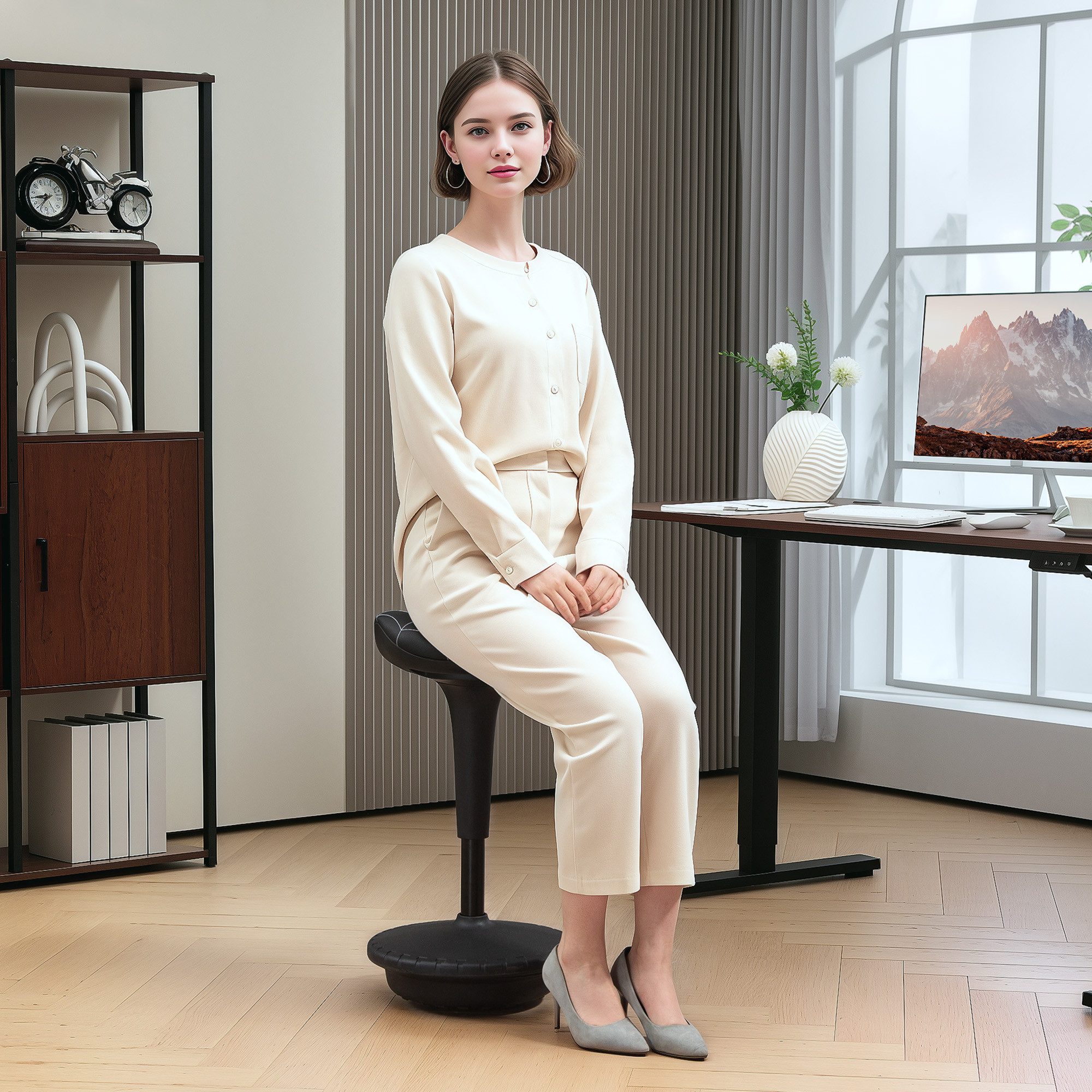 Vinsetto Schreibtischstuhl Bürohocker mit Schwenkfunktion, höhenverstellbar, Arbeitshocker (Sitzhocker, 1 St), Ergonomischer Stehhocker mit Wackelfunktion
