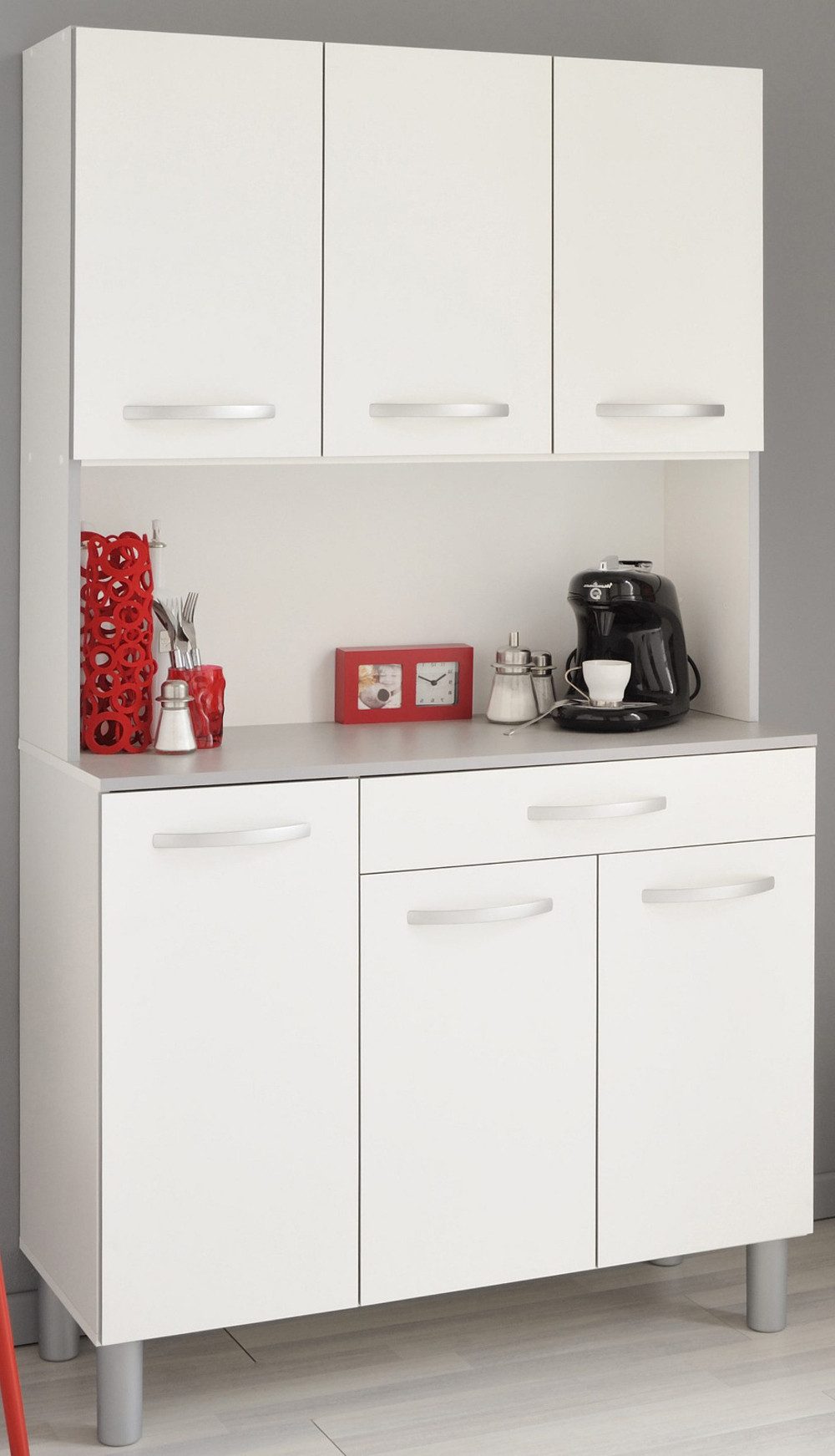 Parisot Küchenbuffet Skoon (Buffetschrank in weiß mit grau, 6-türig, 101 x günstig online kaufen