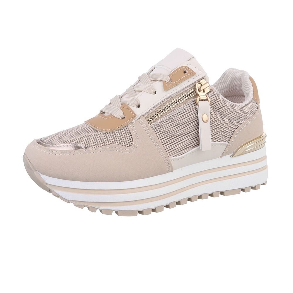 Ital-Design Damen Freizeit Sneaker (86344915) Keilabsatz/Wedge Sneakers Low in Beige