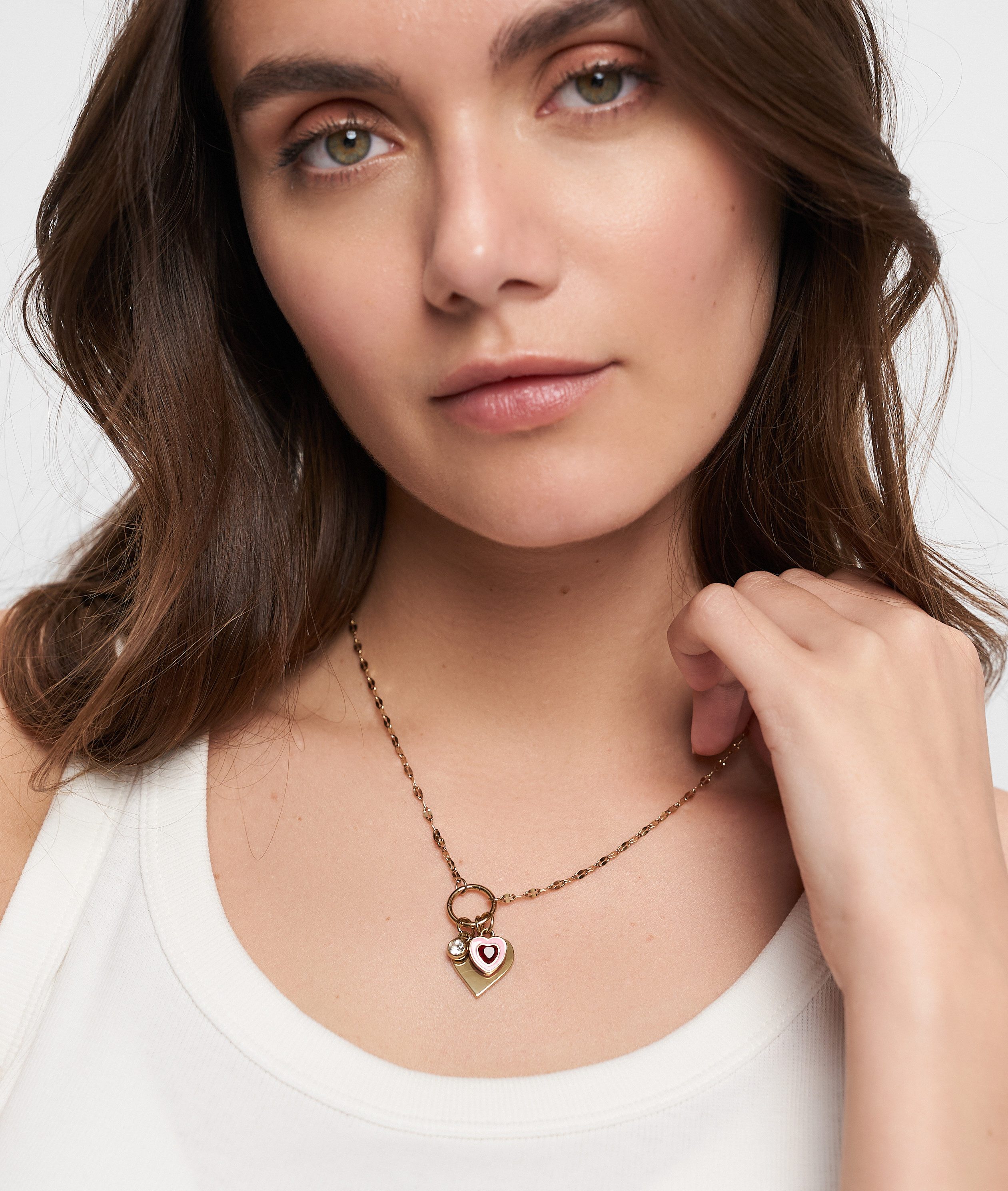 Tamaris Anhänger Set Schmuck Geschenk 3er Anhänger Bundle, Herzen (Set, 3-tlg), mit Glasstein und Emaille