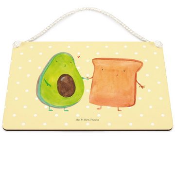 Mr. & Mrs. Panda Hinweisschild Avocado + Toast - Gelb Pastell - Geschenk, Wanddeko, Jahrestag, Schil, (1 St)