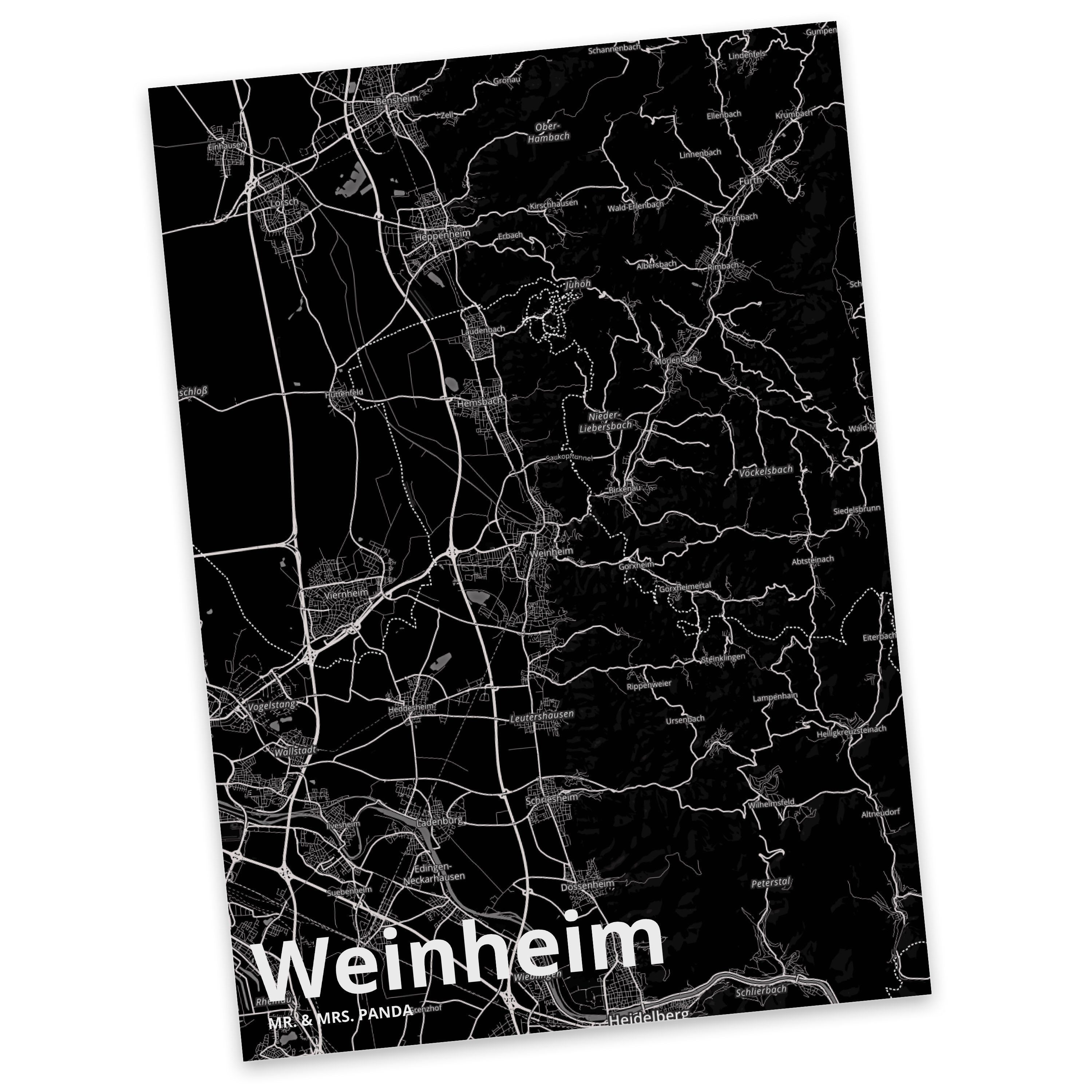 Mr. & Mrs. Panda Postkarte Weinheim - Geschenk, Stadt Dorf Karte Landkarte Map Stadtplan, Dankes
